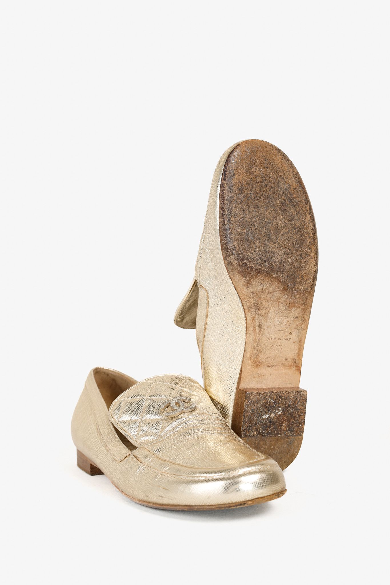 Chanel Chanel Gold CC Quilted Leather Loafers Size US 6 / IT 36 - 5 Thumbnail