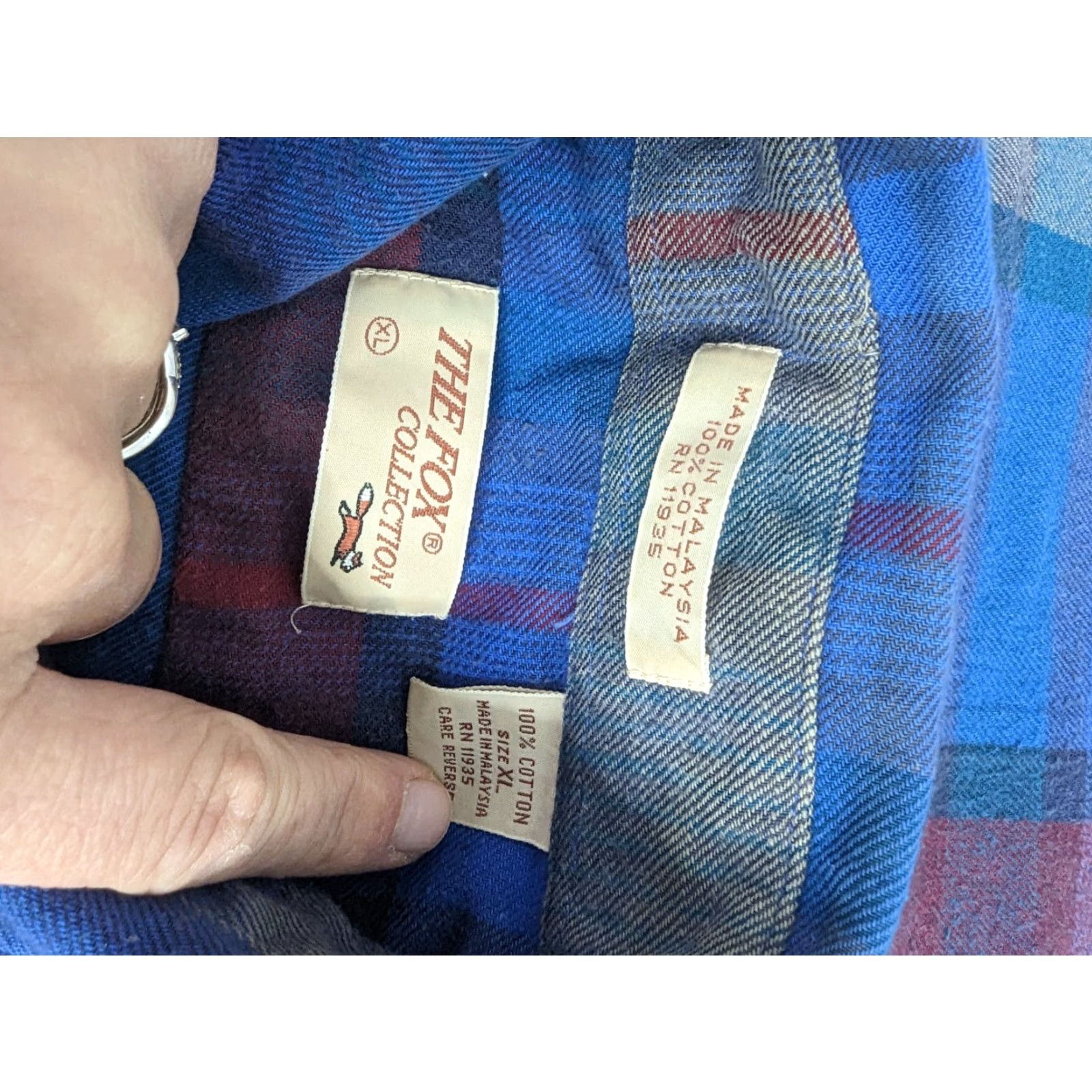 Vintage VINTAGE Plaid Flannel Shirt Long Sleeve Mens XL Blue Purple T4F Size US XL / EU 56 / 4 - 4 Thumbnail