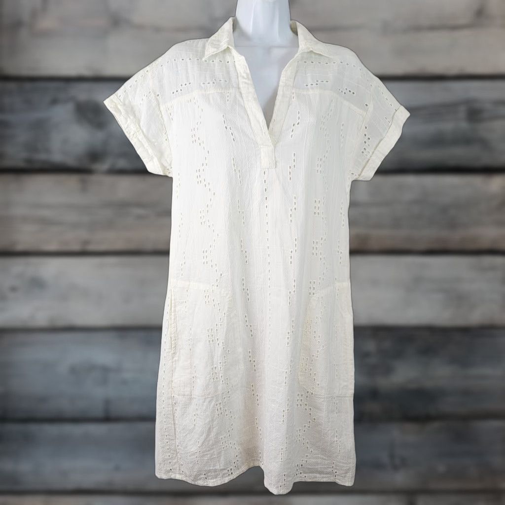 Prana Prana Ladyland Eyelet Dress Womens Sz Small Cream Organic Cotton Short Sleeve Size 28" / US 6 / IT 42 - 1 Thumbnail