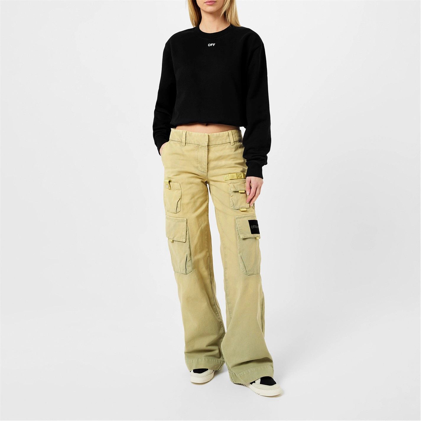 Off-White o1g2r1mq0125 Cargo Jeans in Light Moss Green & Beige Size 40" / US 18 - 4 Thumbnail