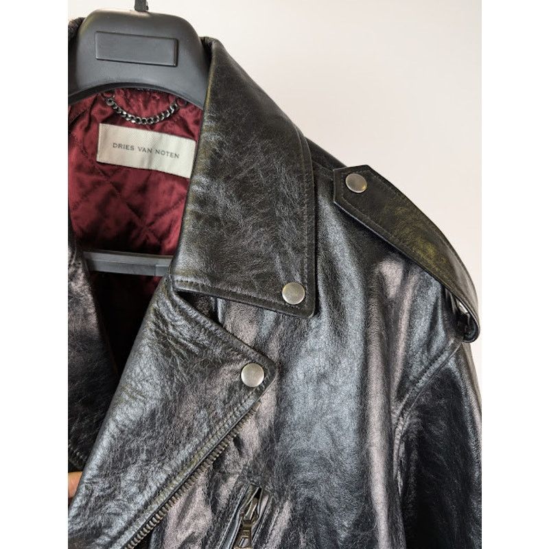 Dries Van Noten o1rshd1 Vintage Lodz Leather Biker Jacket in Black Size US M / EU 48-50 / 2 - 10 Thumbnail