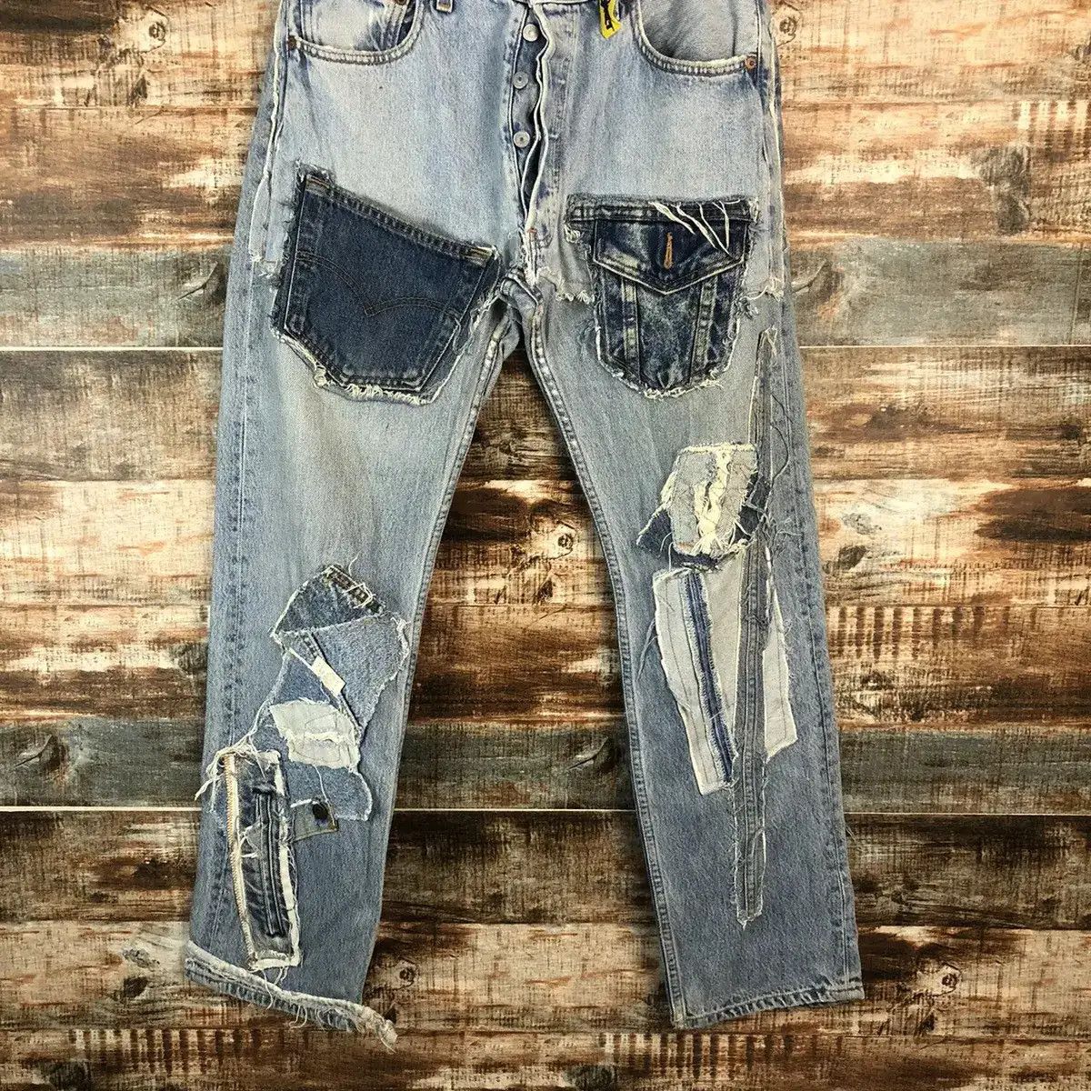 Levi's DLL Levis X Quana double waist reconstruct Denim #A2067 Size US 32 / EU 48 - 3 Thumbnail
