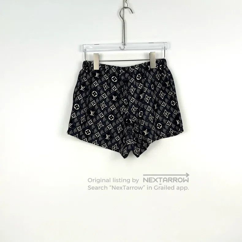 Louis Vuitton Louis Vuitton Blue full logo mulberry silk shorts Size US 36 / EU 52 - 4 Thumbnail