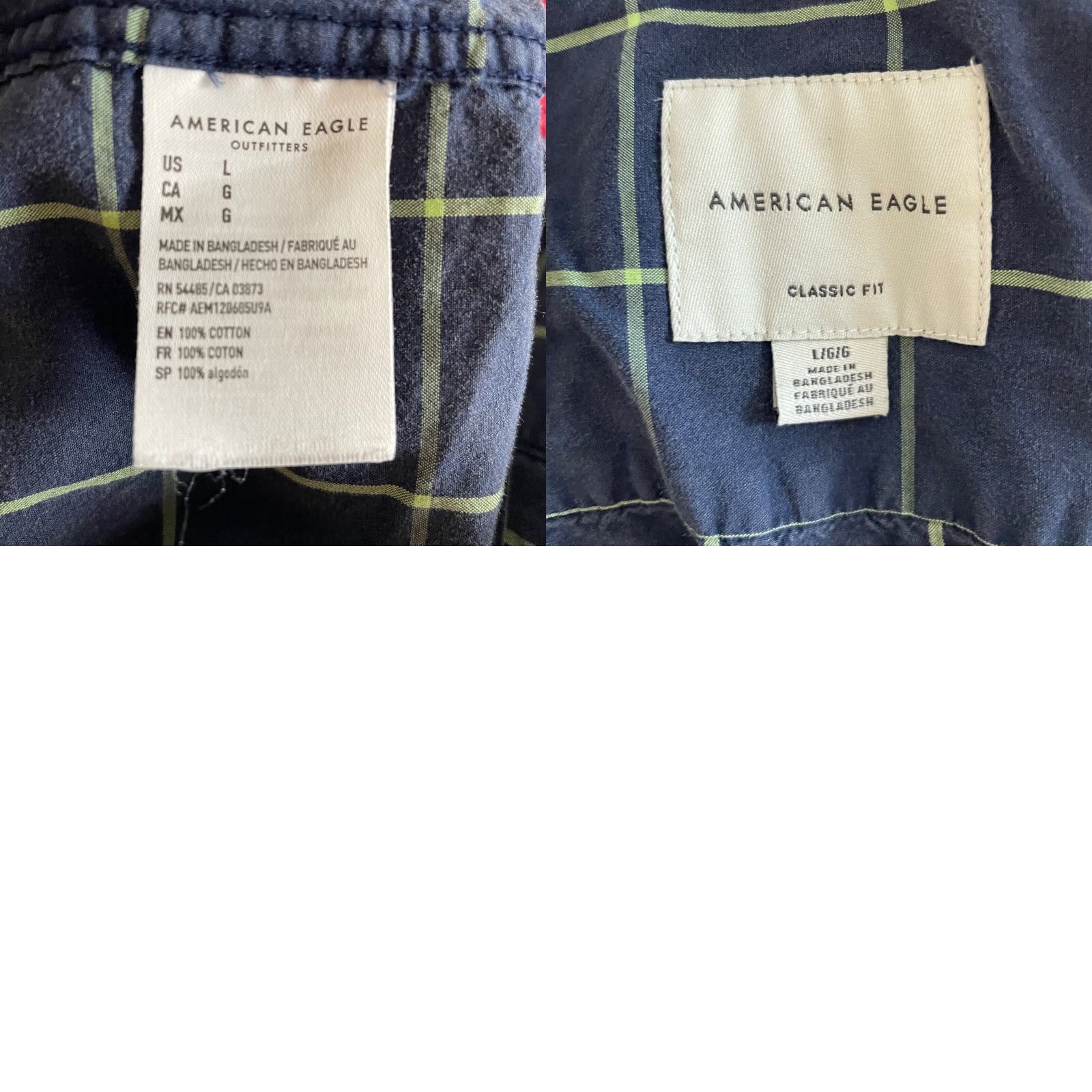 American Eagle Outfitters American Eagle Shirt Adult Large Blue Check Button Up Long Sleeve Mens Size US L / EU 52-54 / 3 - 8 Thumbnail
