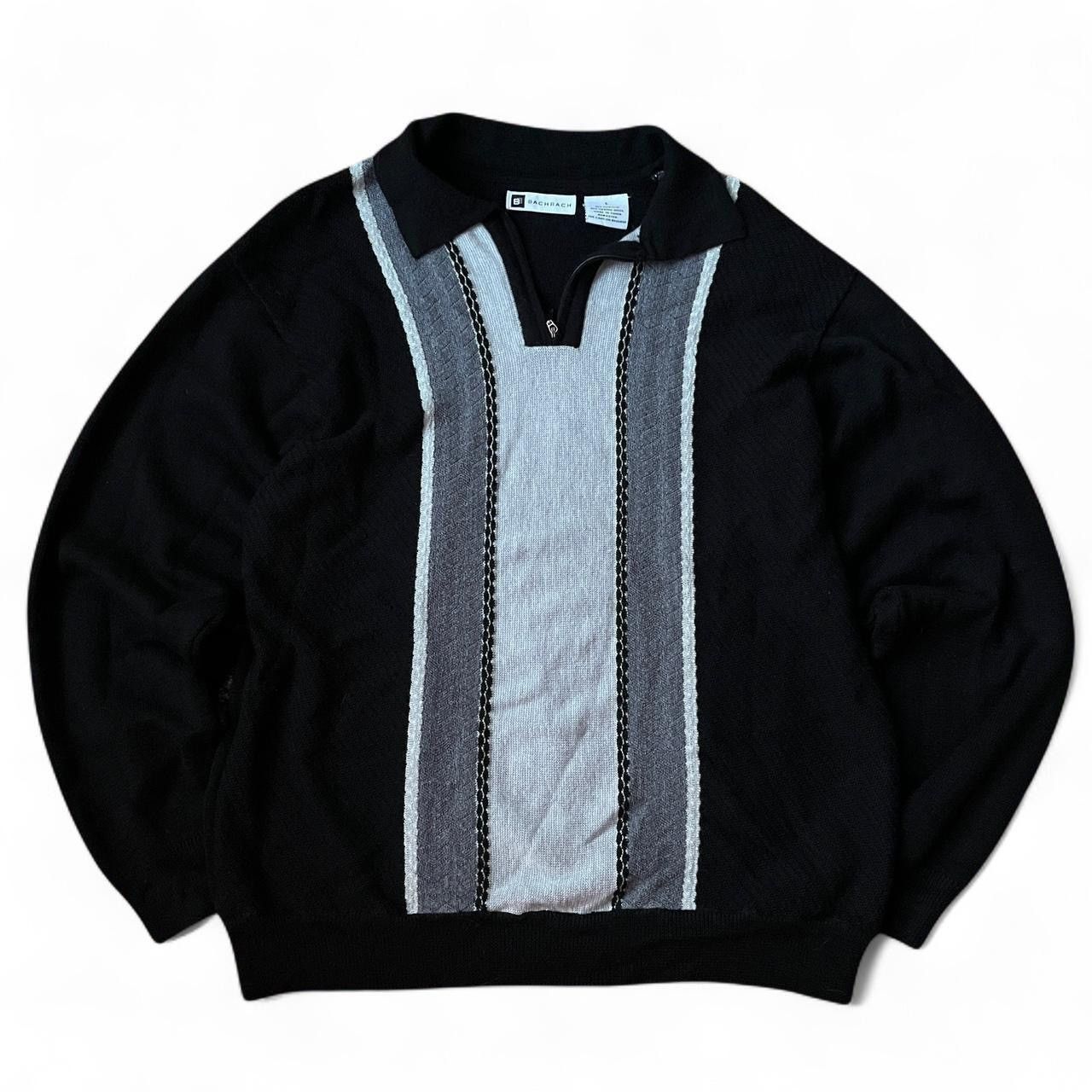 Bachrach vintage 90s Bachrach striped polo quarter zip sweater Size US L / EU 52-54 / 3 - 1 Thumbnail