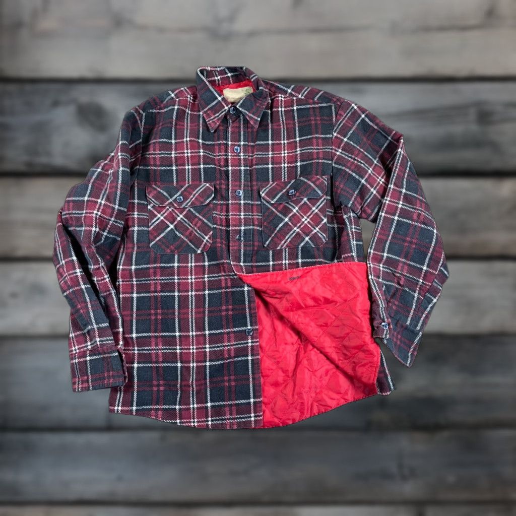 Vintage VTG Fieldmaster Quilted Lined Flannel Shirt Adult Medium Red Black Plaid 80s Size US M / EU 48-50 / 2 - 1 Thumbnail