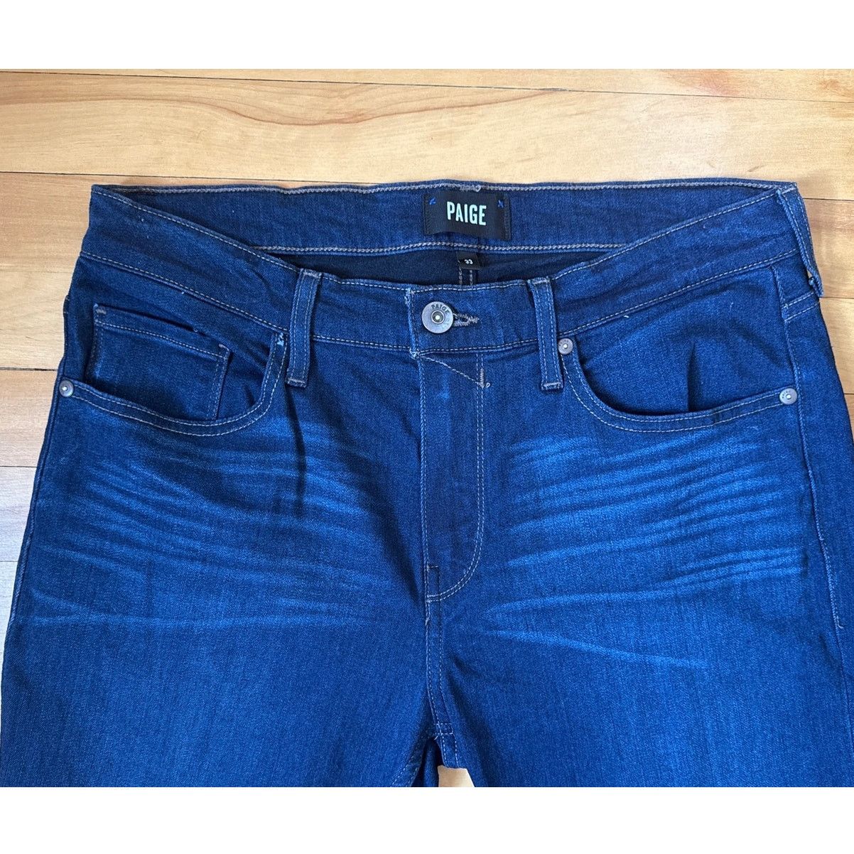 Paige PAIGE Federal Slim Straight Jeans 33 Eliot Dark Wash EUC Size US 33 - 2 Thumbnail