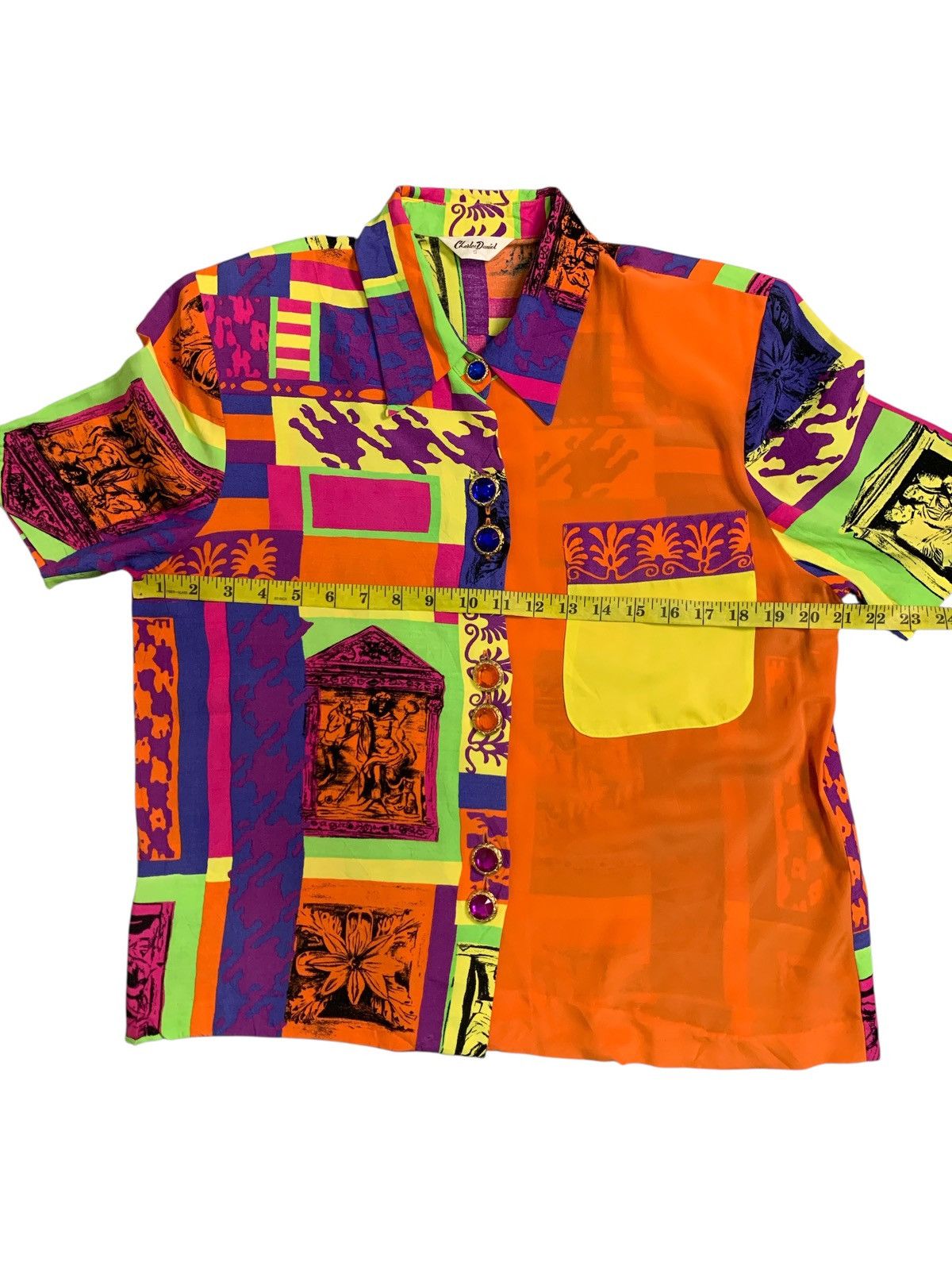 Complex Geometries Rare Design Vintage Charles Daniel 80’s Funky Pattern Blouse Size S / US 4 / IT 40 - 6 Thumbnail