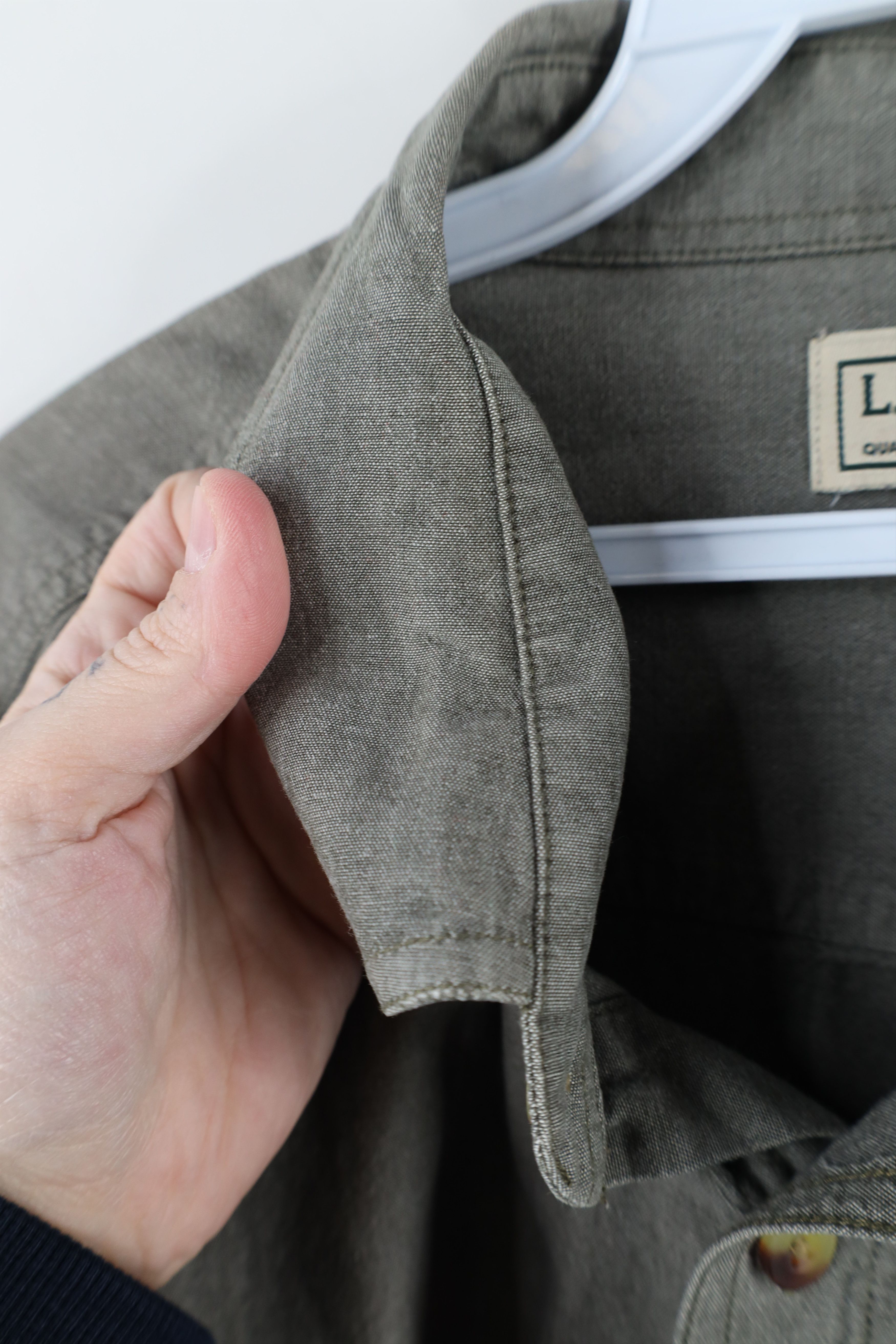 L.L. Bean × Vintage Vintage 90s LL Bean Collared Button Down Shirt Green Cotton Size US XL / EU 56 / 4 - 10 Thumbnail