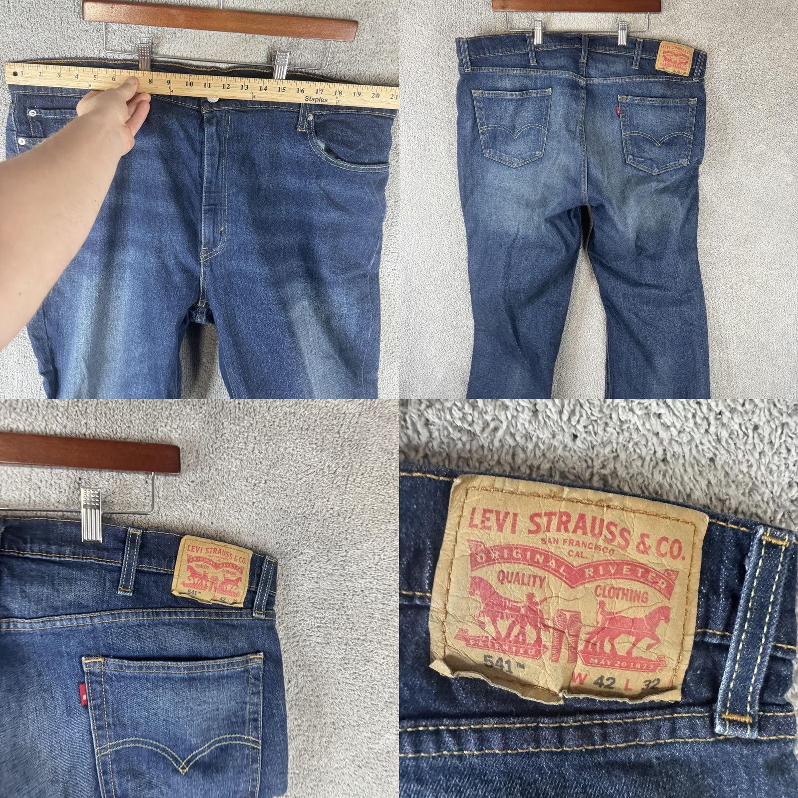 Levi's Levi's 541 Jeans Mens 42x32 Blue Athletic Tapered Denim Medium Wash Casual Pants Size US 42 / EU 58 - 8 Thumbnail
