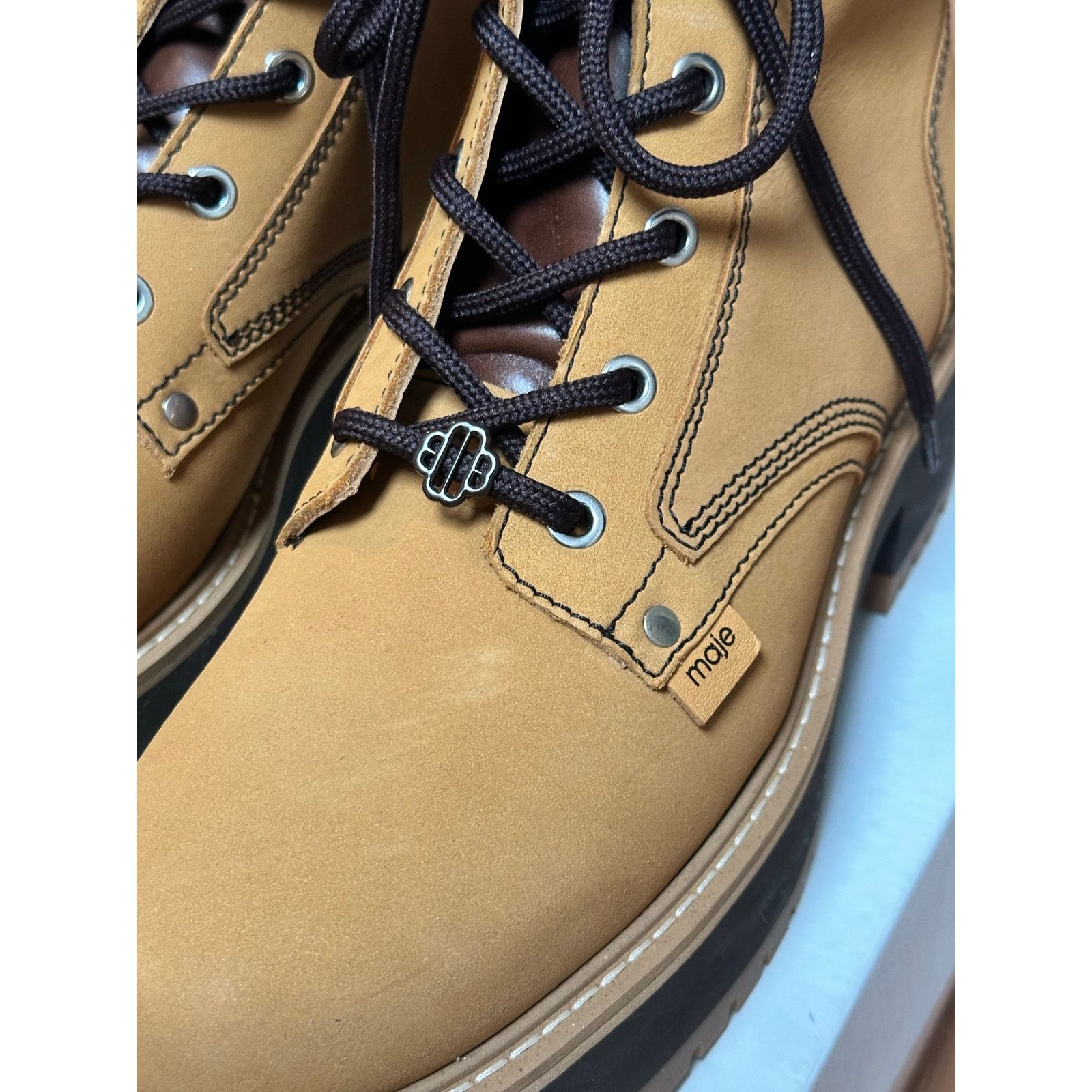 Maje NEW Maje Brown Nubuck Combat Boots Brown size 40 Size US 9.5 / IT 39.5 - 9 Thumbnail