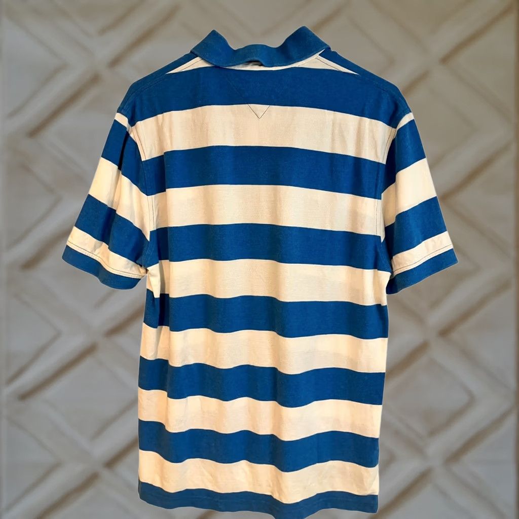 Tommy Hilfiger VINTAGE Tommy Hilfiger Rugby Polo Shirt Striped Blue White 100% Cotton Short Sleeve M Mens Polo Rugby Embroidered Logo 90s Retro Size US M / EU 48-50 / 2 - 1 Thumbnail