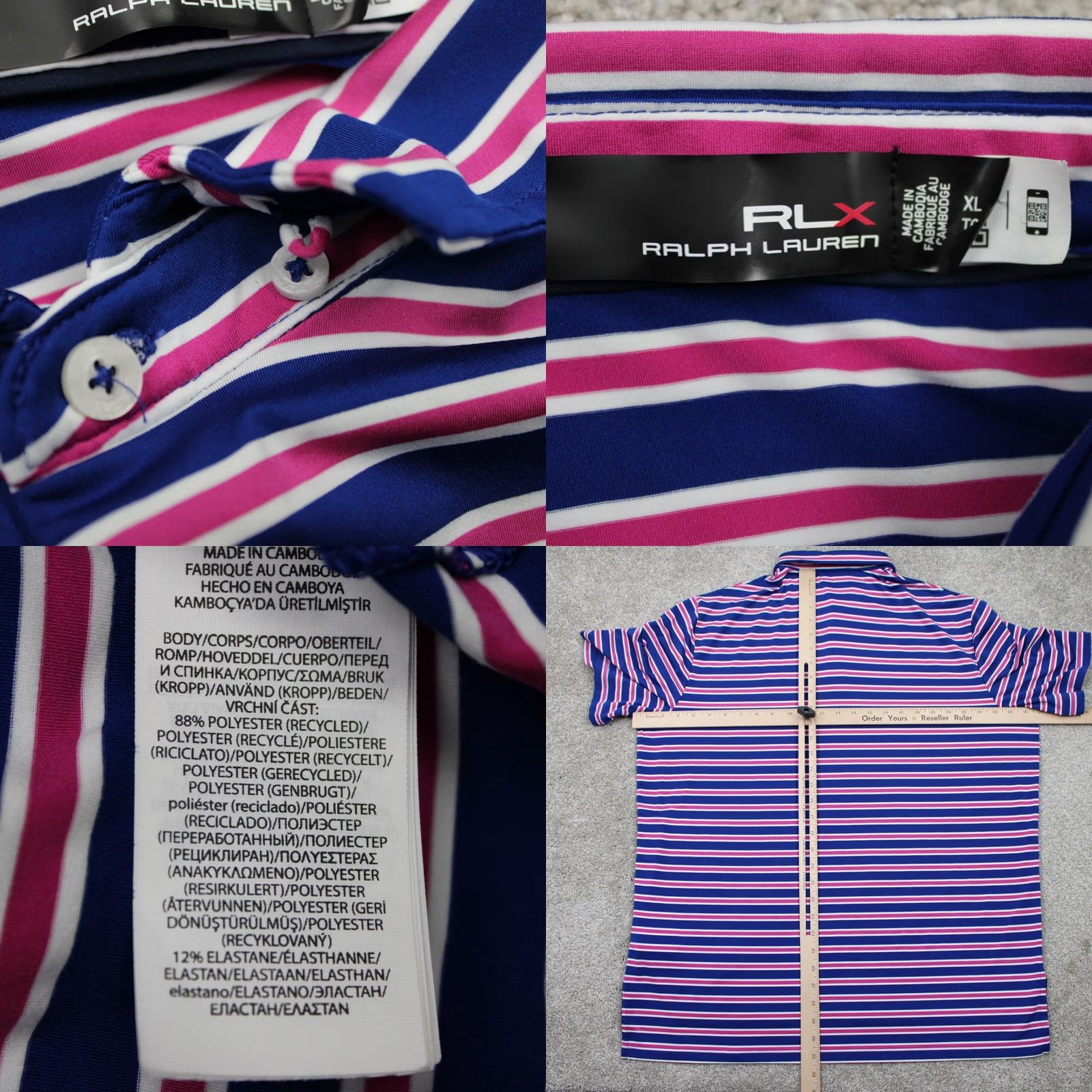 RLX Ralph Lauren RLX Ralph Lauren Polo Shirt Mens XL Striped Blue Pink Short Sleeve Golf Casual Athletic Size US XL / EU 56 / 4 - 8 Thumbnail