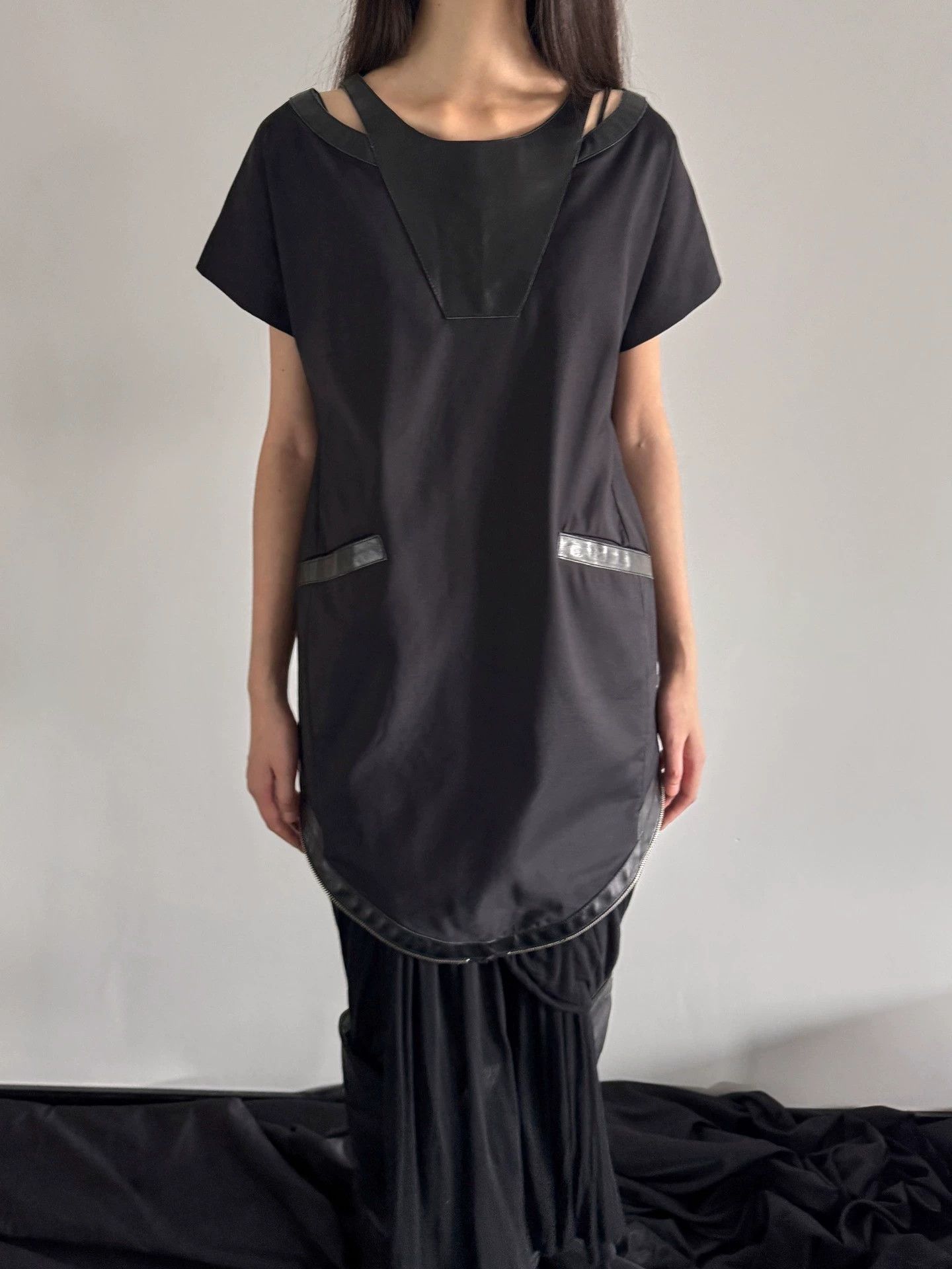 Other Belgian Deconstructed Leather Raglan Zip Short Sleeve Top Size M / US 6-8 / IT 42-44 - 7 Thumbnail