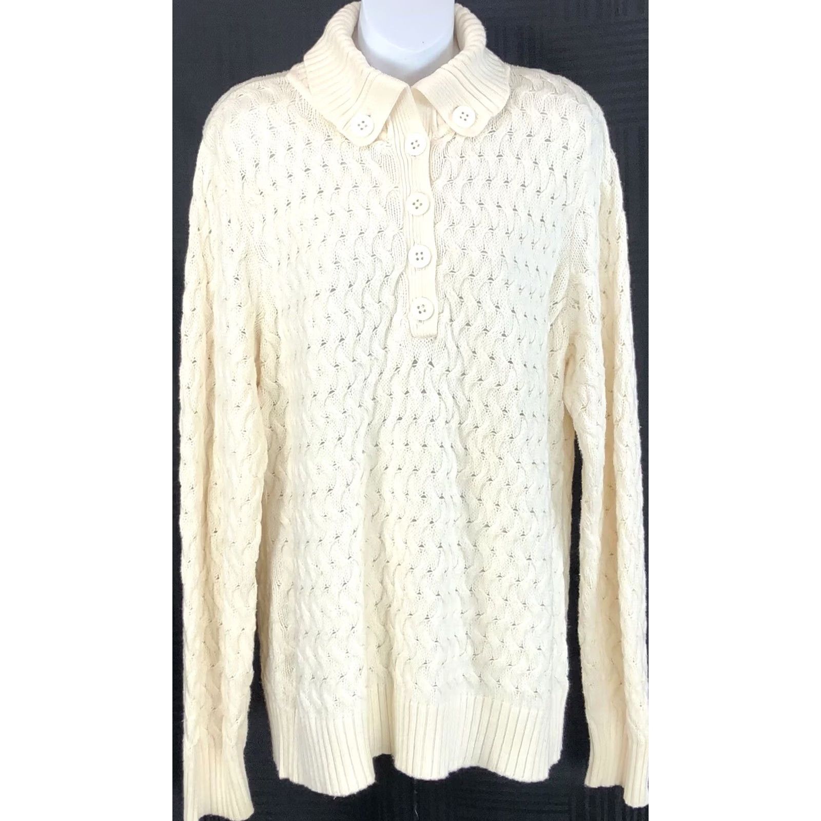 Liz Claiborne Liz Claiborne XL Ivory Crochet Knit Turtleneck Sweater Long Sleeve Casual Workwear Pullover Regular Womens Winter Crochet Knit Open-Knit Cable? Size XL / US 12-14 / IT 48-50 - 5 Thumbnail
