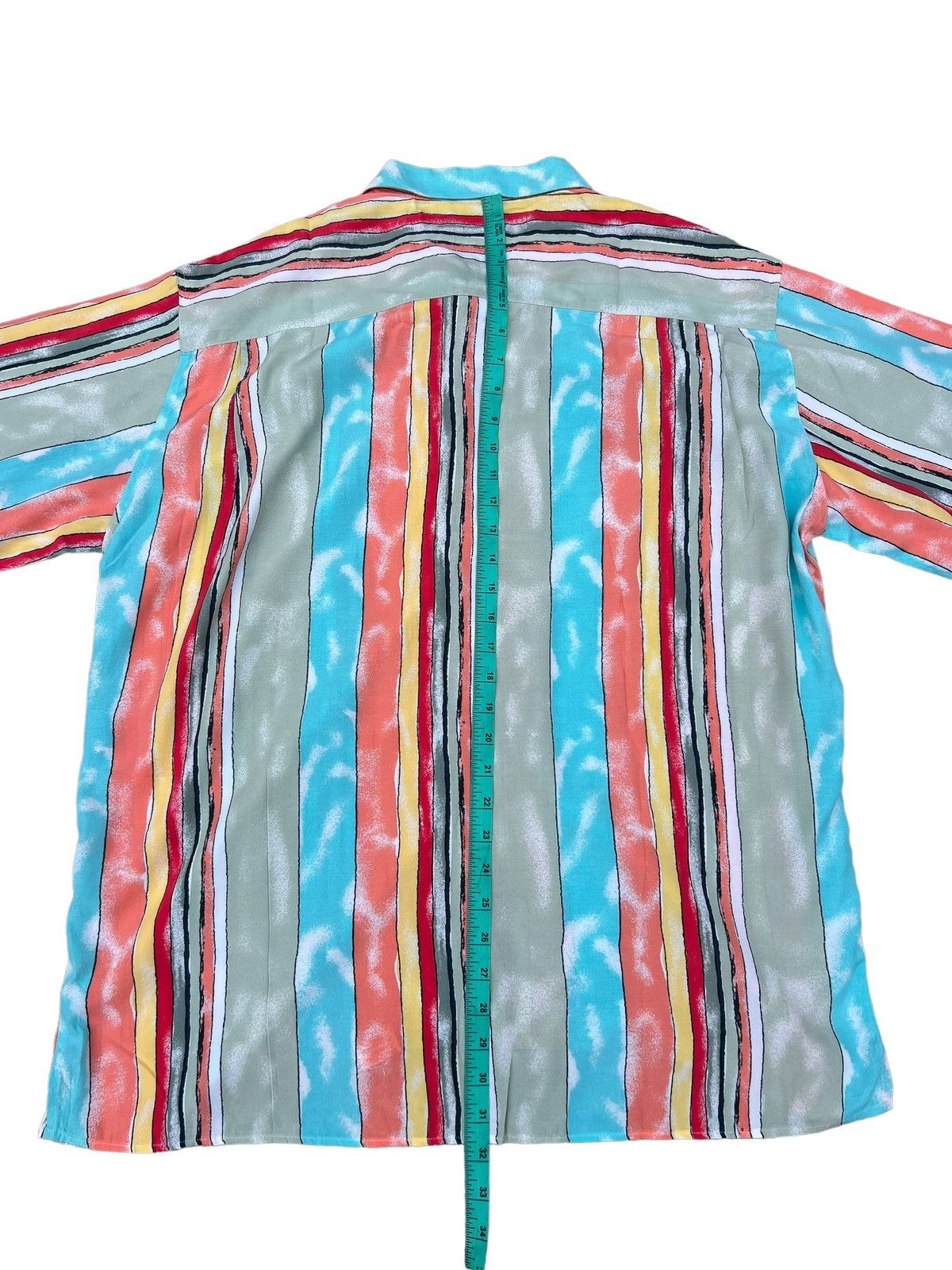 POP84 Pop 84 Italy Multi Colour Stripe Camp Collar Rayon Shirt Size US XXL / EU 58 / 5 - 4 Thumbnail
