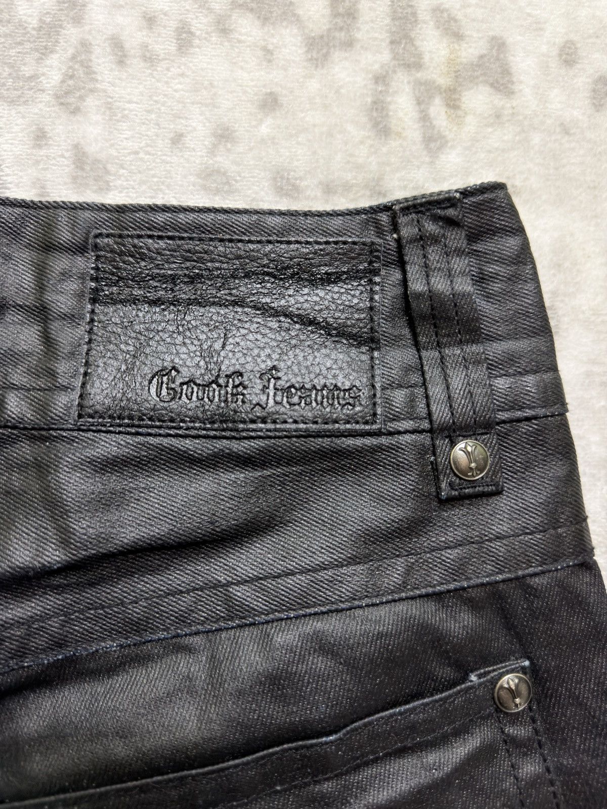 Le Grande Bleu (L.G.B.) Vintage Y2K Cook Jeans Coated Wax Finish Flared Jeans Size US 31 - 14 Thumbnail