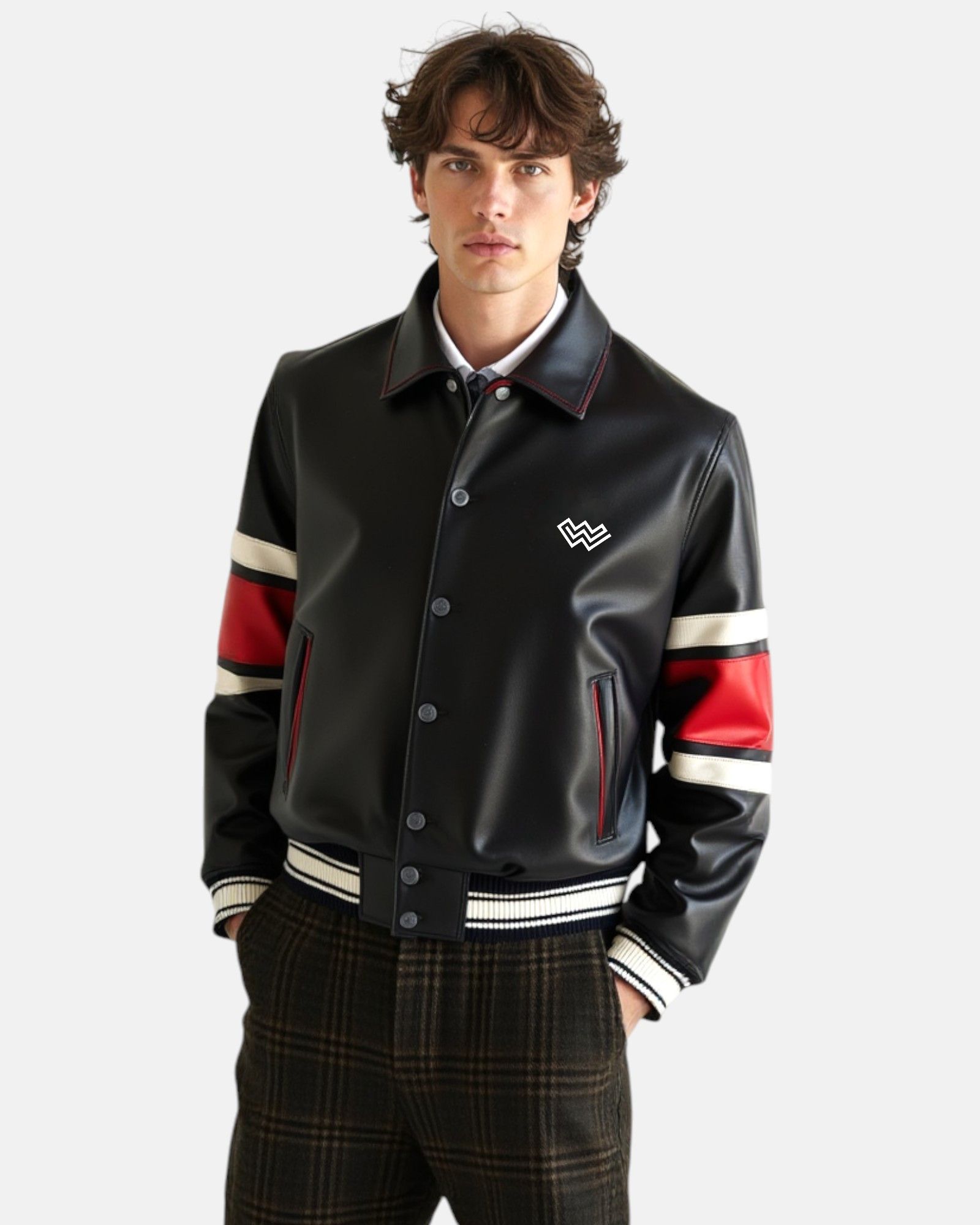 Vintage Wleti Velocity Vegan Jacket – Red, Black & Cream Size US M / EU 48-50 / 2 - 3 Thumbnail