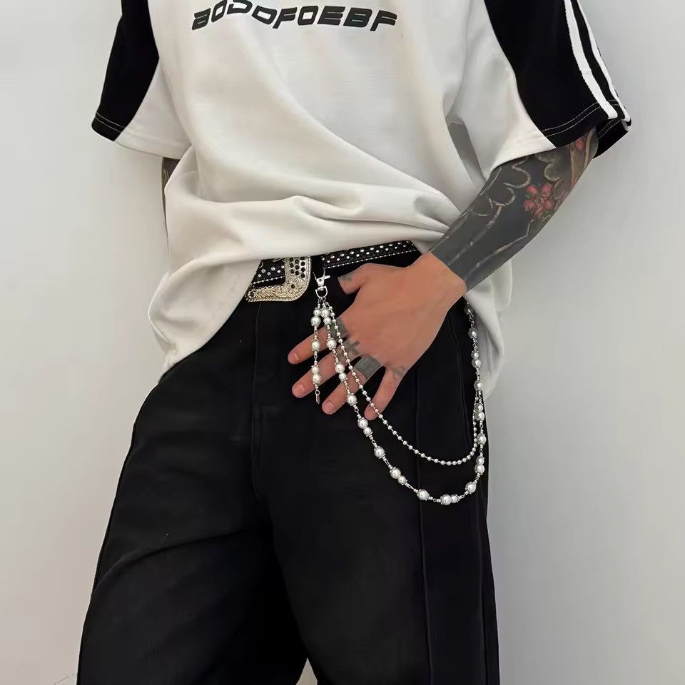 Jewelry Pearl Chain Belt | Silver Hip Chain | Fashion Accessory Size ONE SIZE - 5 Thumbnail