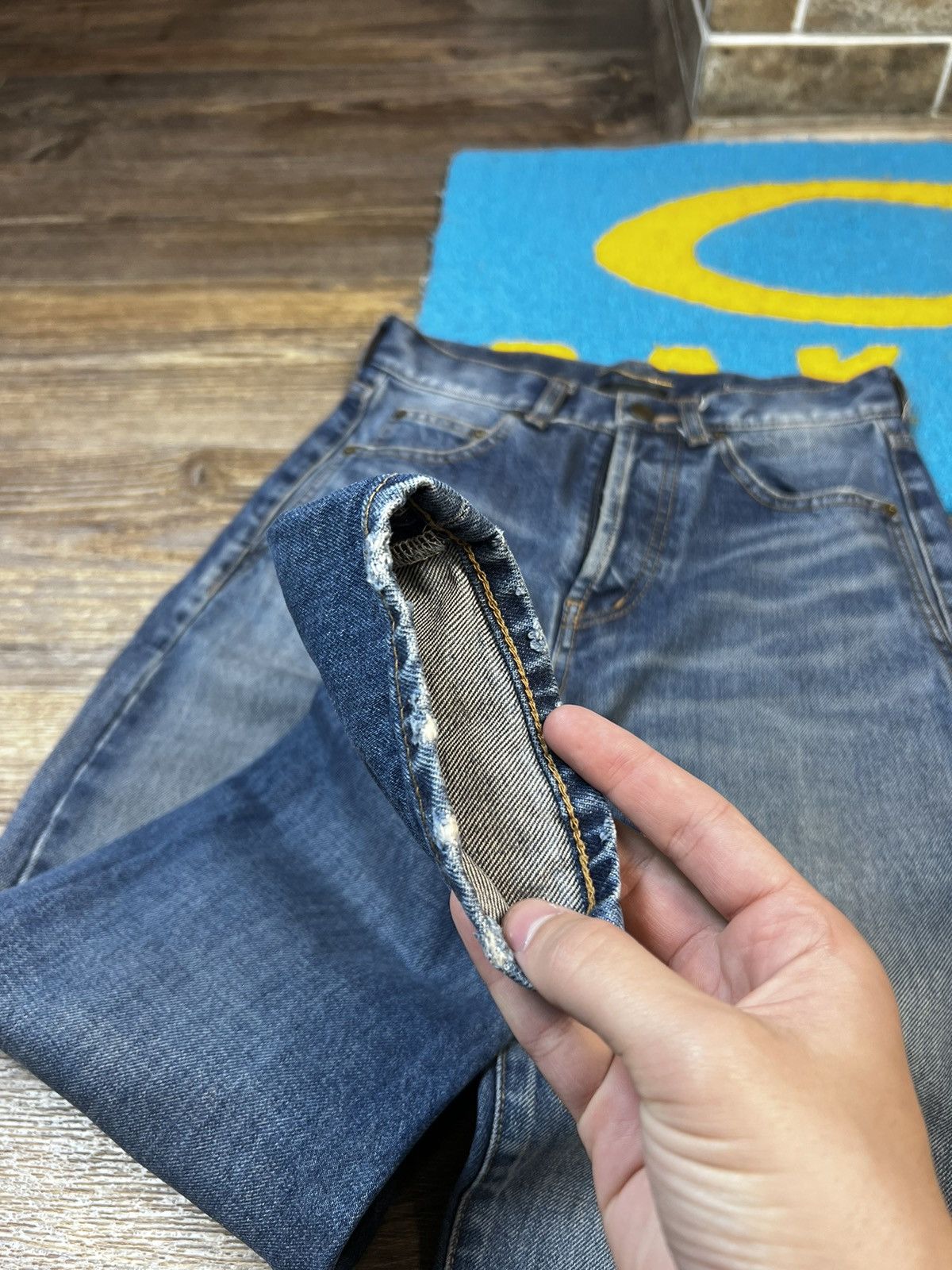 Saint Laurent Paris Saint Laurent Blue Denim Japanese High Rise Pant Size 25" / US 0 / IT 36 - 6 Thumbnail