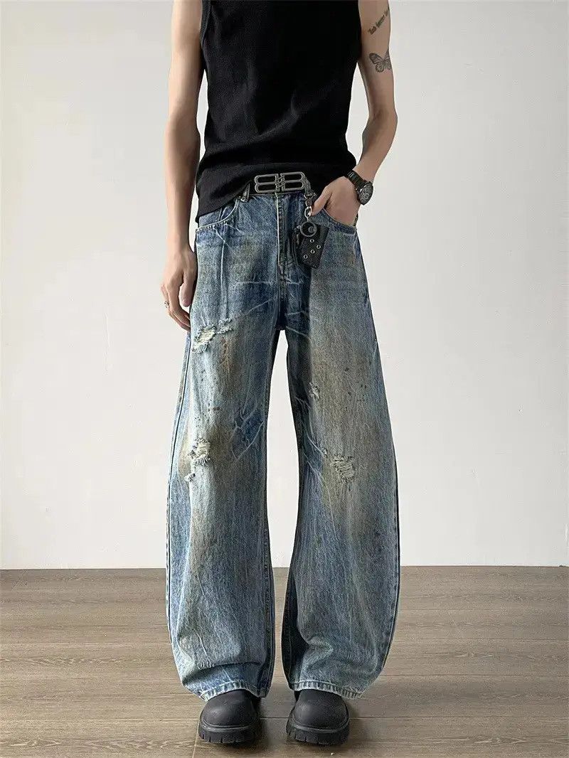 Japanese Brand Retro loose straight leg wide leg jeans Size US 32 / EU 48 - 1 Thumbnail