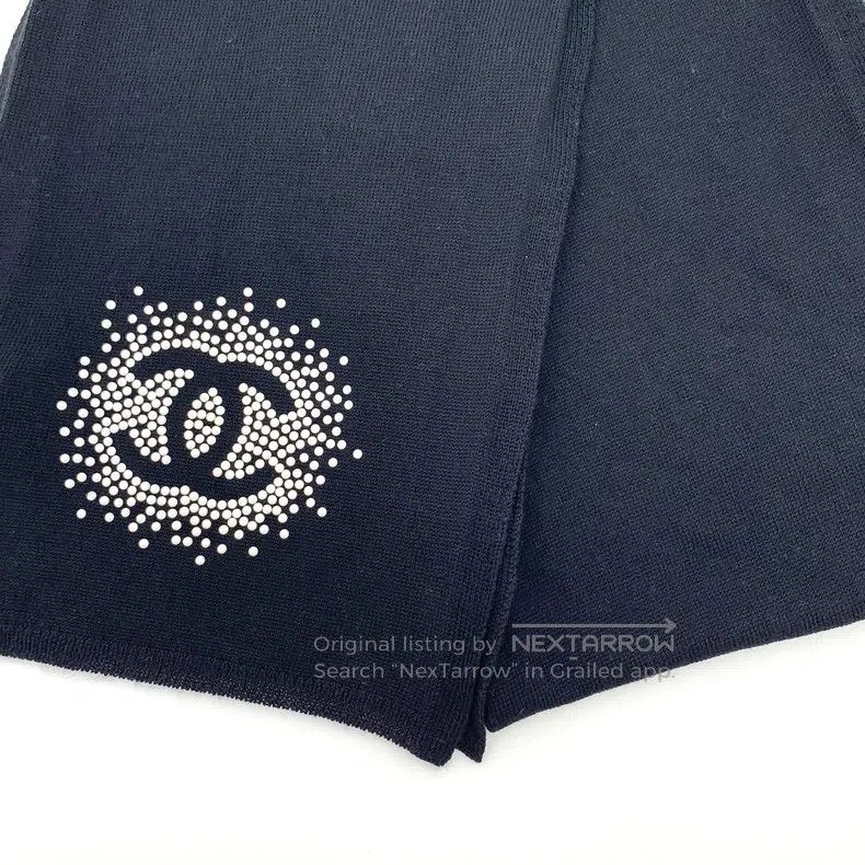 Chanel Chanel Black logo beaded wool scarf Size ONE SIZE - 5 Thumbnail