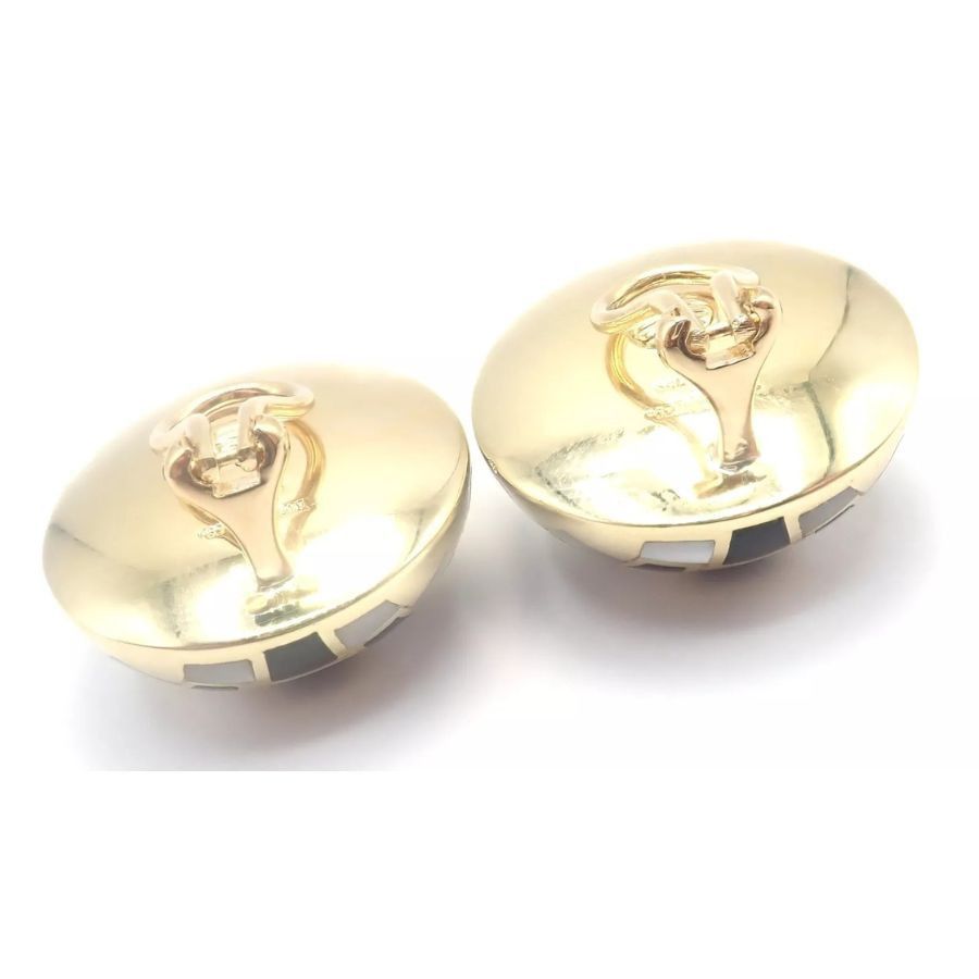 Tiffany & Co. 18k Gold Mother of Pearl Black Jade Checkerboard Earrings Size ONE SIZE - 9 Thumbnail