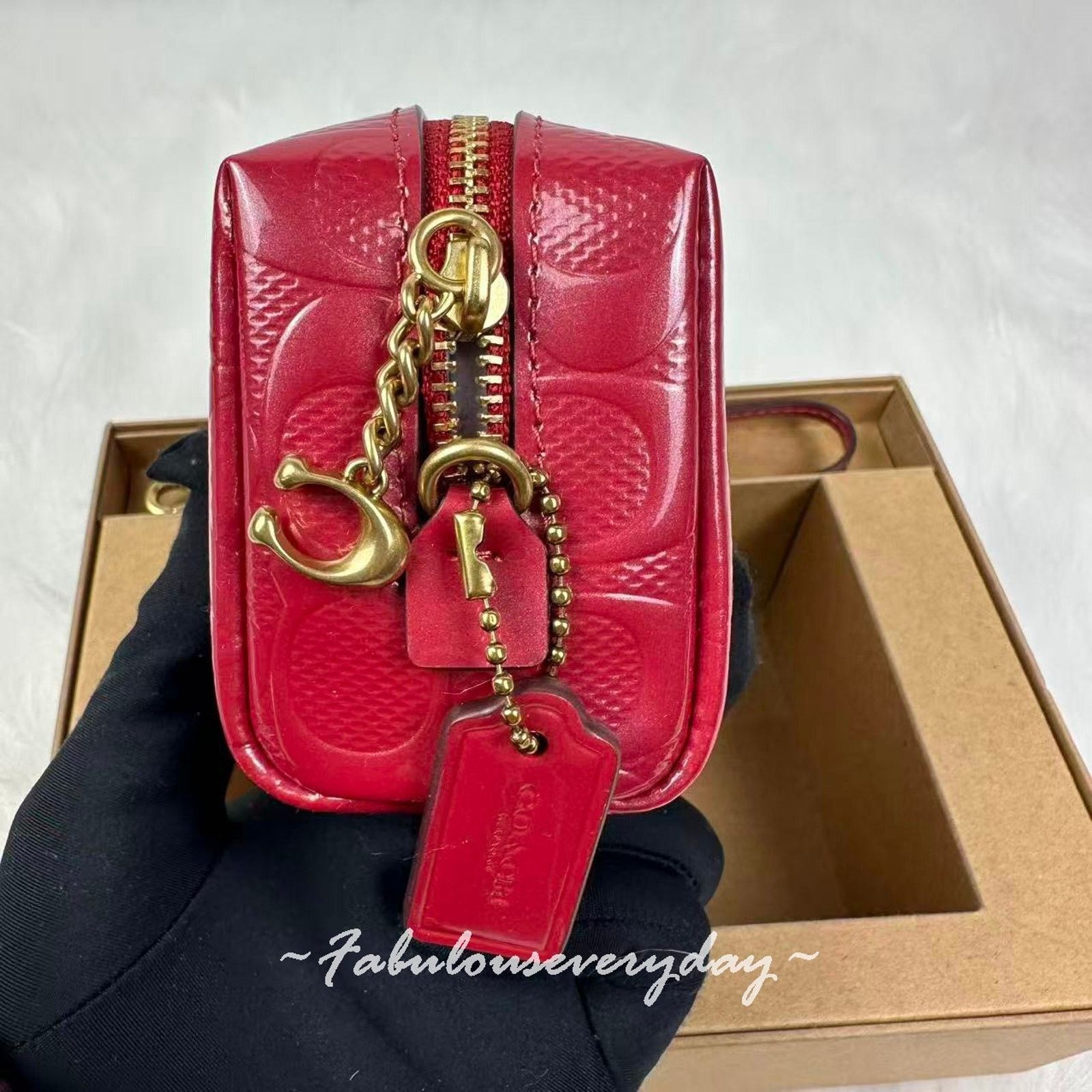 Coach Coach Boxed Essential Mini Cosmetic Pouch Wristlet Red Size ONE SIZE - 5 Thumbnail