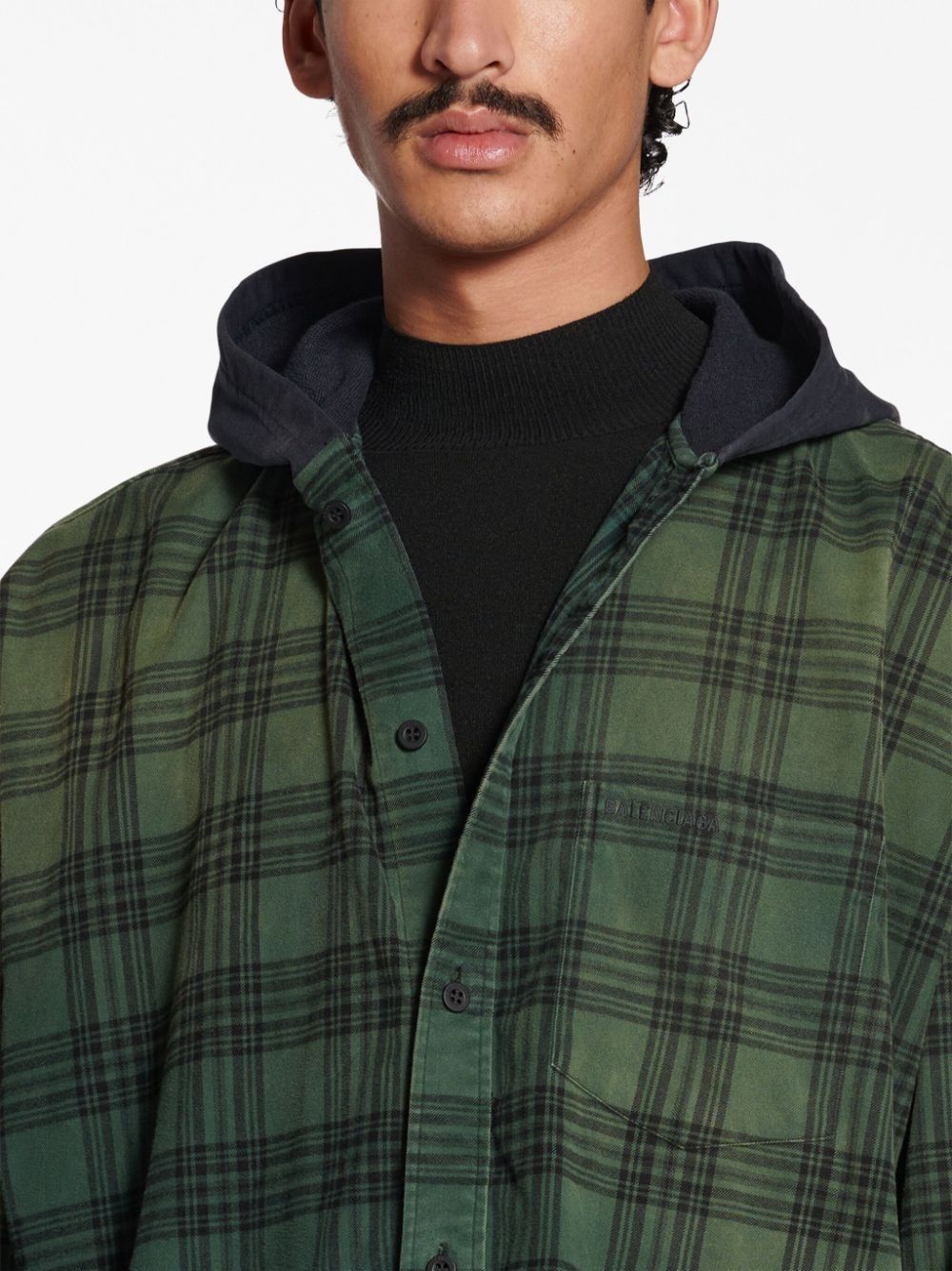 Balenciaga o1loc1c0925 746369 Hooded Shirt Oversized in Multicolor Size US M / EU 48-50 / 2 - 5 Thumbnail
