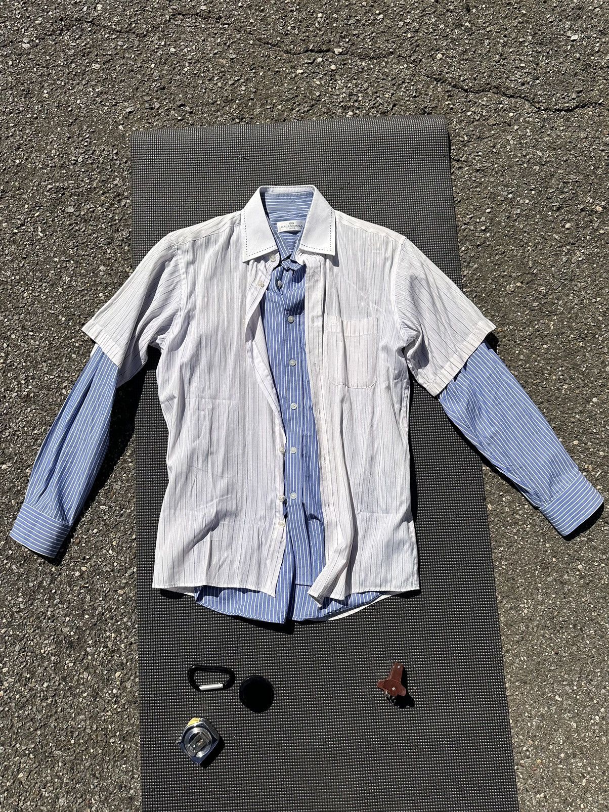 Pre-owned Balenciaga Hybrid Double Layer Button Up In Blue