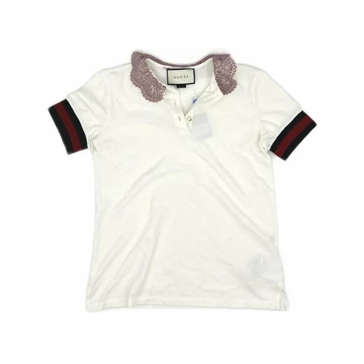 Gucci Gucci Gucci Striped Short Sleeve Polo with Lace Collar -25 Size US S / EU 44-46 / 1 - 2 Thumbnail