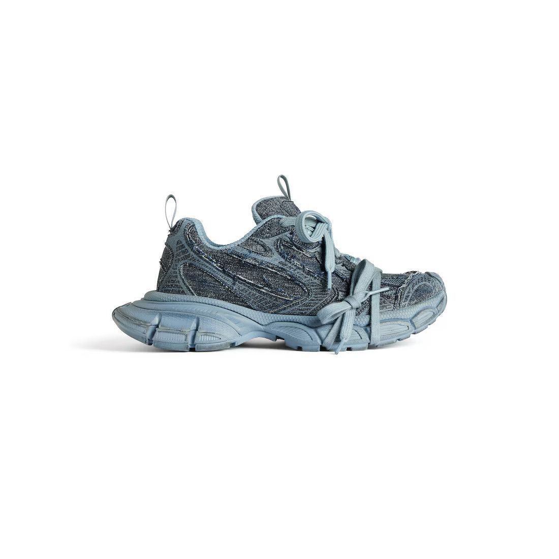 BALENCIAGA 3XL $1250 Men's Blue Denim Sneakers New & Authent
