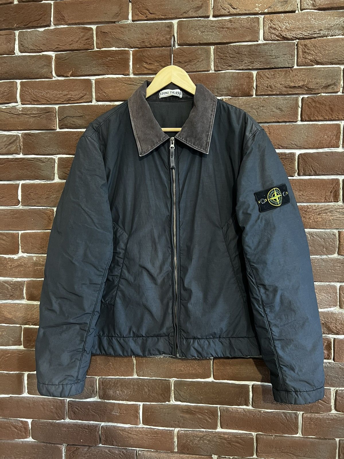 image of Vintage Stone Island Bomber Workwear Jacket Very Rare in Brown Washed Navy, Men's (Size Medium)