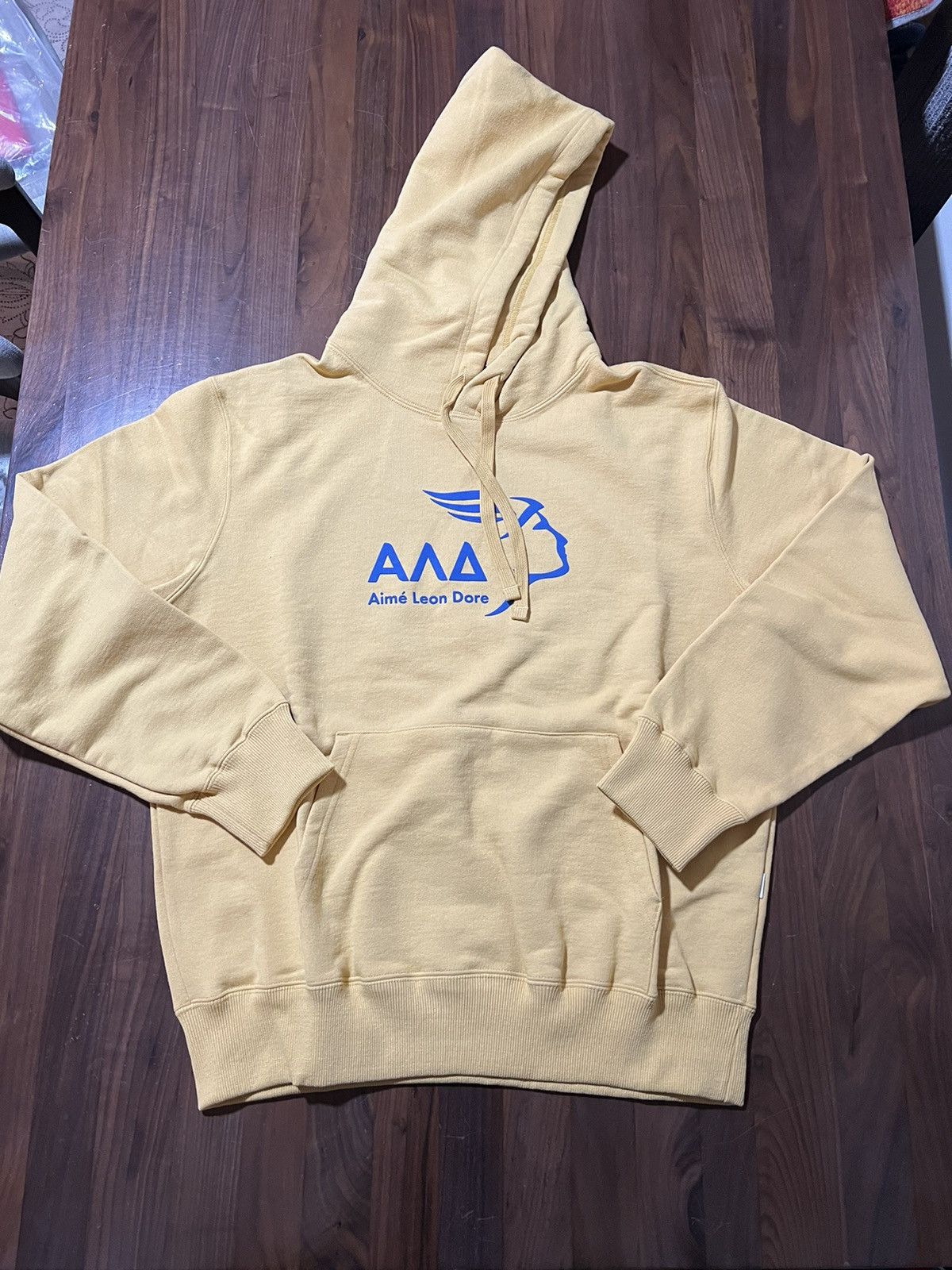 image of Aime Leon Dore Ald Messenger Postal Hoodie Sweatshirt XL in Yellow Ochre, Men's