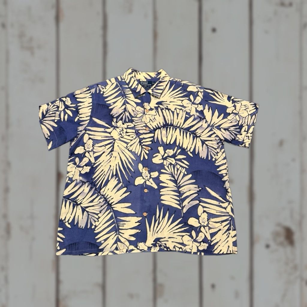 Polo Ralph Lauren VTG Polo Ralph Lauren Shirt Mens XL Blue Floral Camp Linen Blend Andy Camp Loop Shirt Size US XL / EU 56 / 4 - 1 Thumbnail