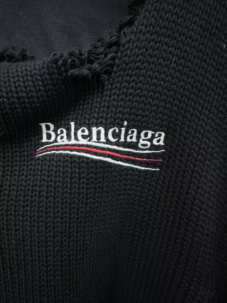 Balenciaga Balenciaga Black Distressed Hoodie Sweatshirt-2506 Size US S / EU 44-46 / 1 - 3 Thumbnail