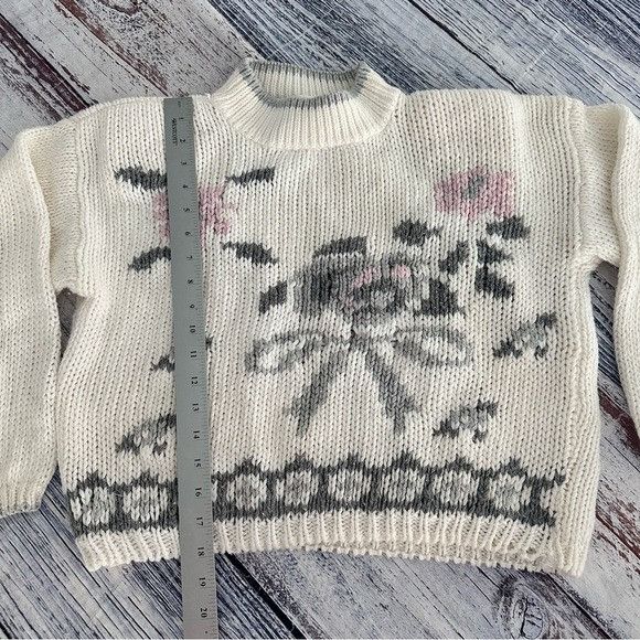 Vintage Vintage 80’s “View Point” Cotton Blend Chunky Knit Floral Sw Size M / US 6-8 / IT 42-44 - 6 Thumbnail