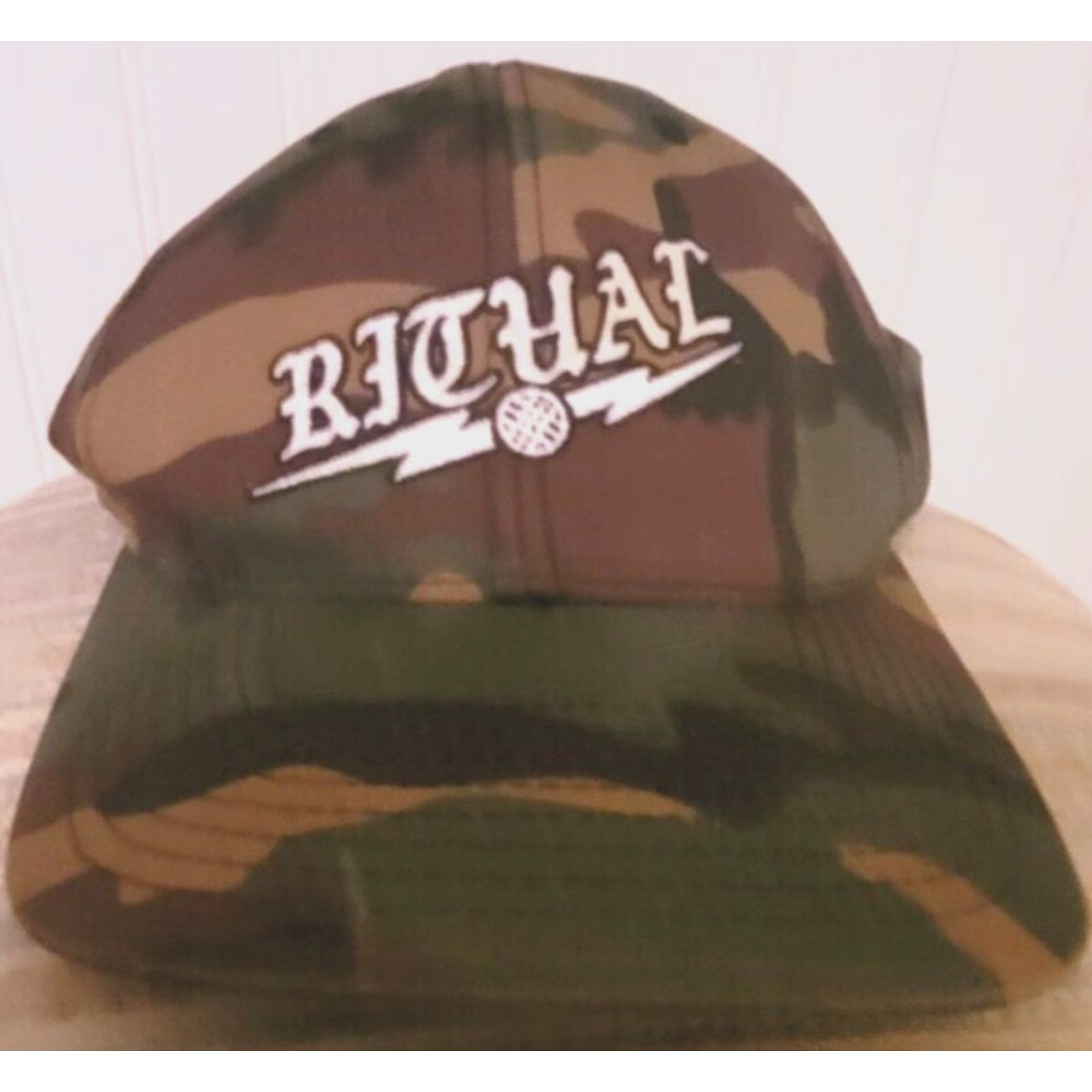 Vintage Ritual Apparel Camouflage Baseball Cap Hat Adjustable Green Men USA Sports Tribal 90s Style Baseball Cap Men Size ONE SIZE - 2 Thumbnail