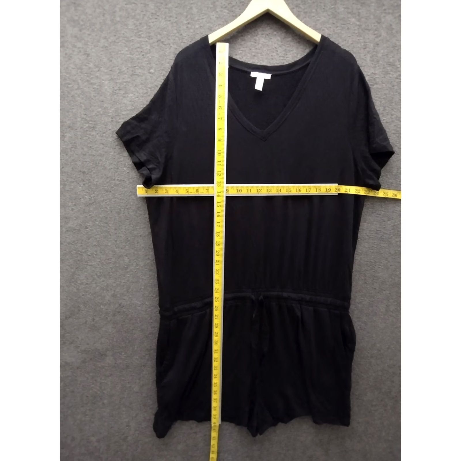 Vintage Daily Ritual Romper Women’s Black One Piece XXL Short Sleeve Pockets Knit Casual Summer 2XL Size 40" / US 18 - 4 Thumbnail