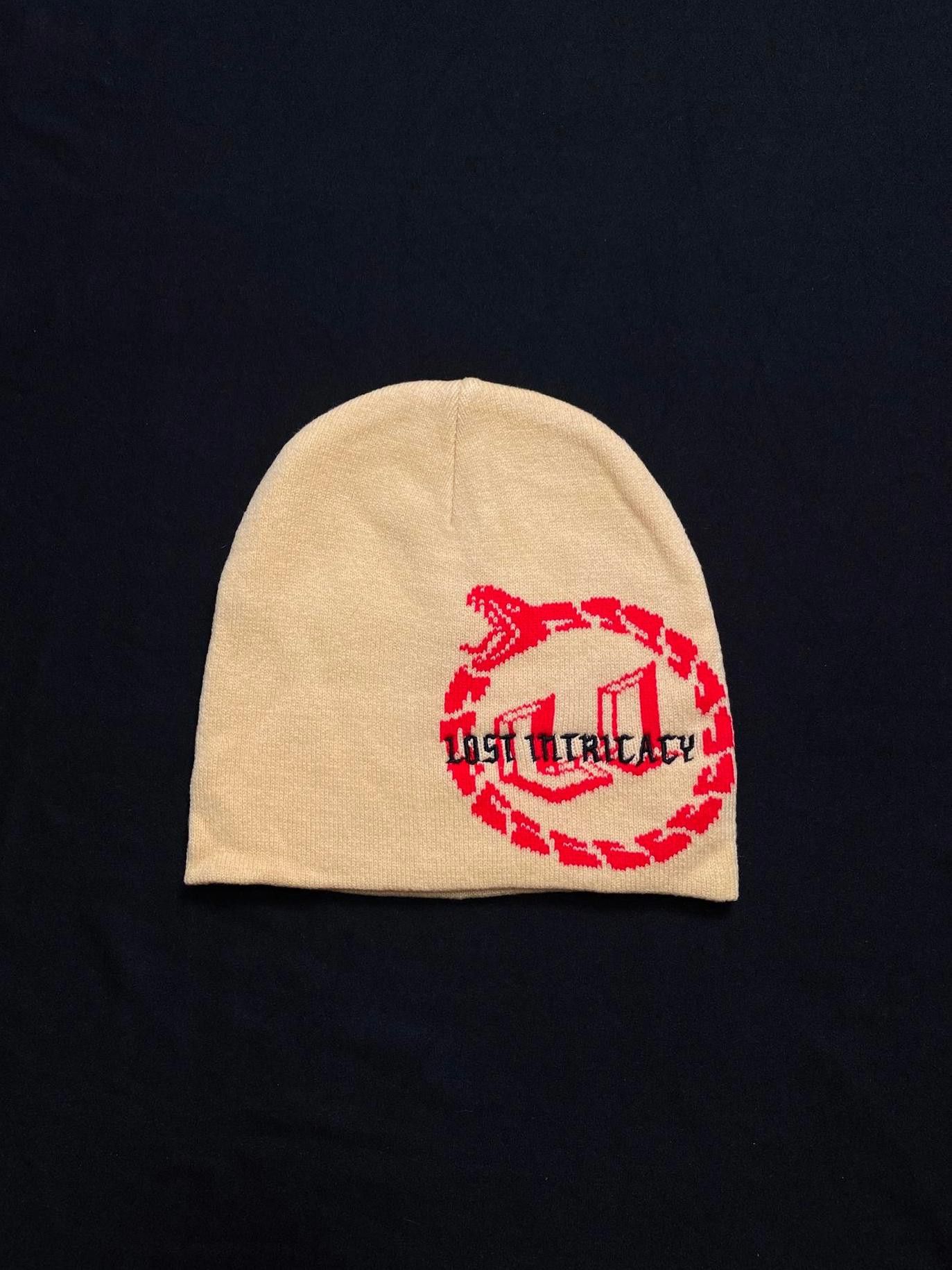Designer Lost Intricacy Logo Full Circle Snake No Cuff Khaki Beanie Size ONE SIZE - 1 Thumbnail