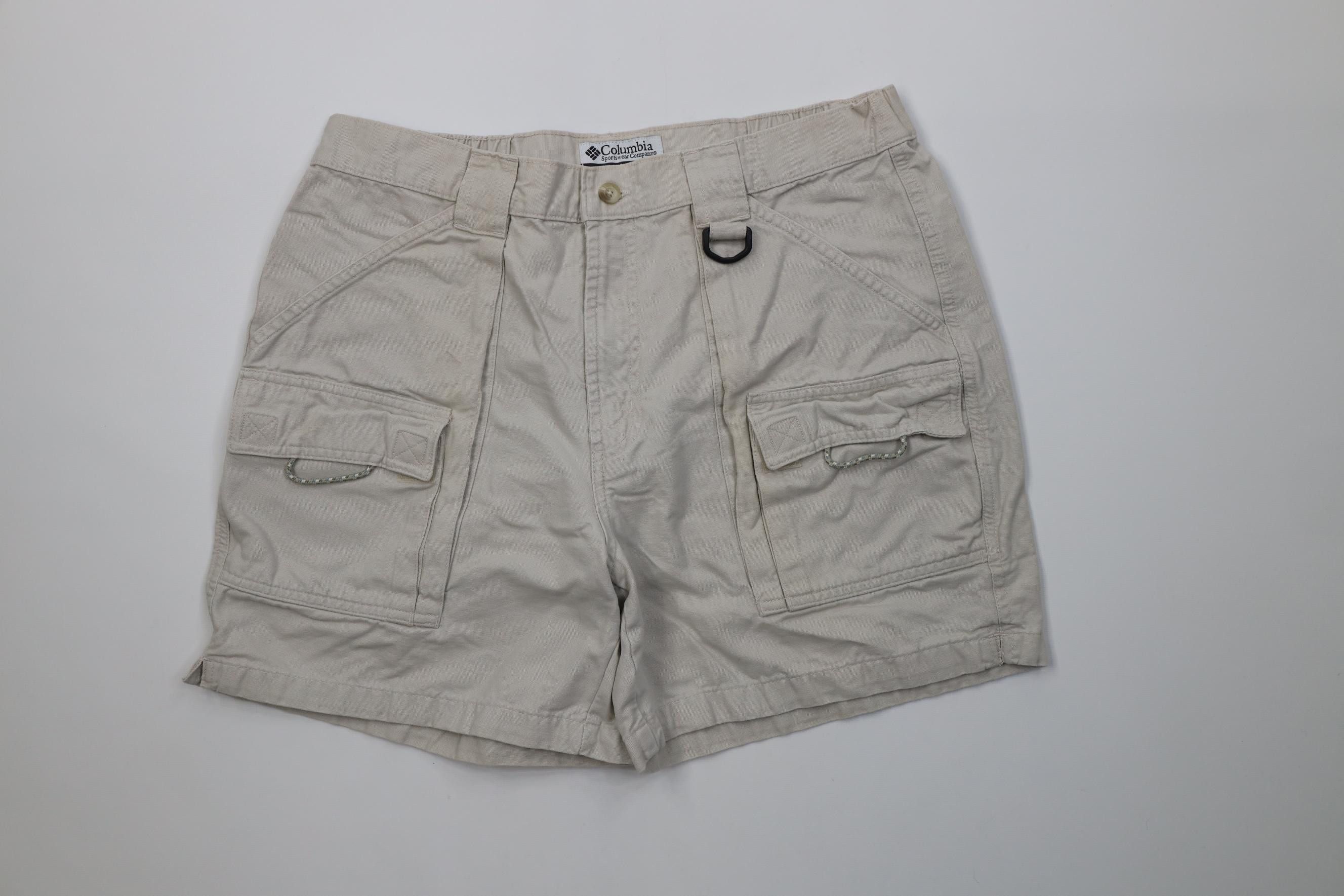 Columbia Vintage 90s Y2K Columbia Above Knee Cargo Shorts Stone Size 33" - 1 Thumbnail