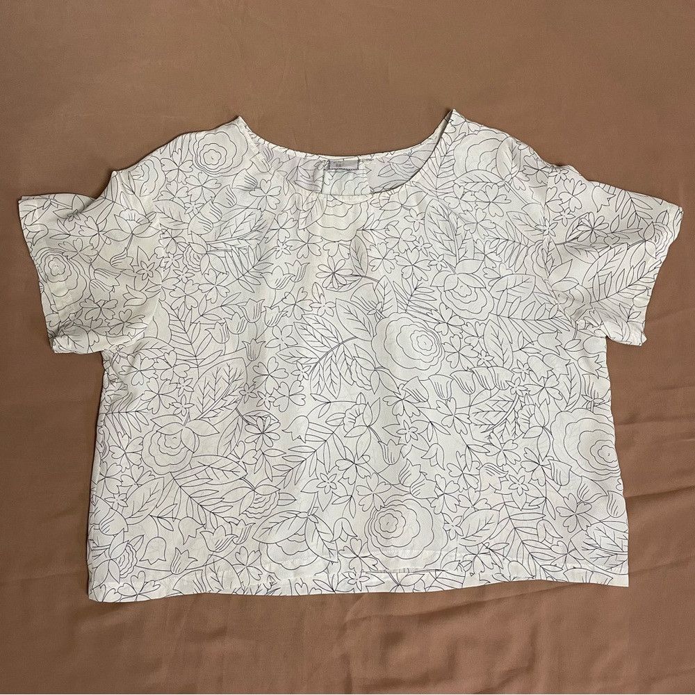 Anthropologie Anthropologie Postage Stamp White Floral Silk Blouse Size 1 Size XL / US 12-14 / IT 48-50 - 7 Thumbnail