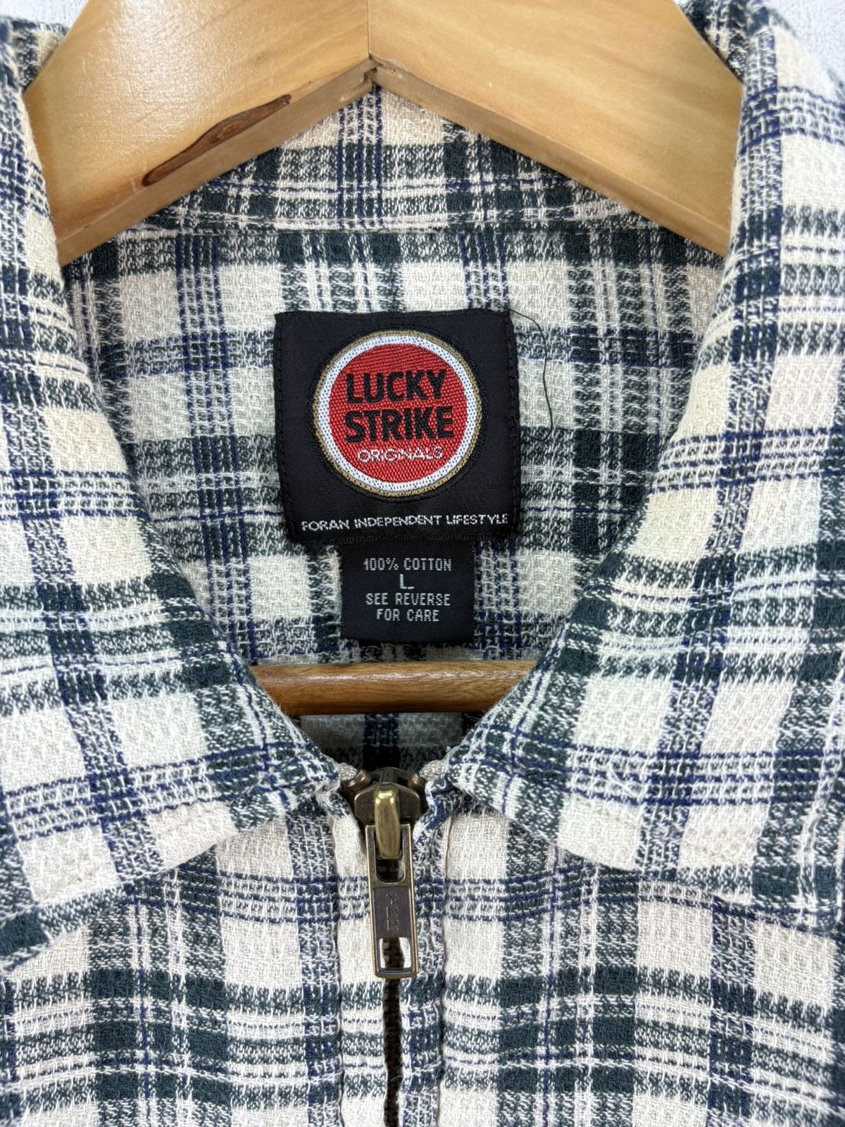 Vintage Vintage Lucky Strike Flannel Jacket Checked Plaid Tartan Size US L / EU 52-54 / 3 - 3 Thumbnail