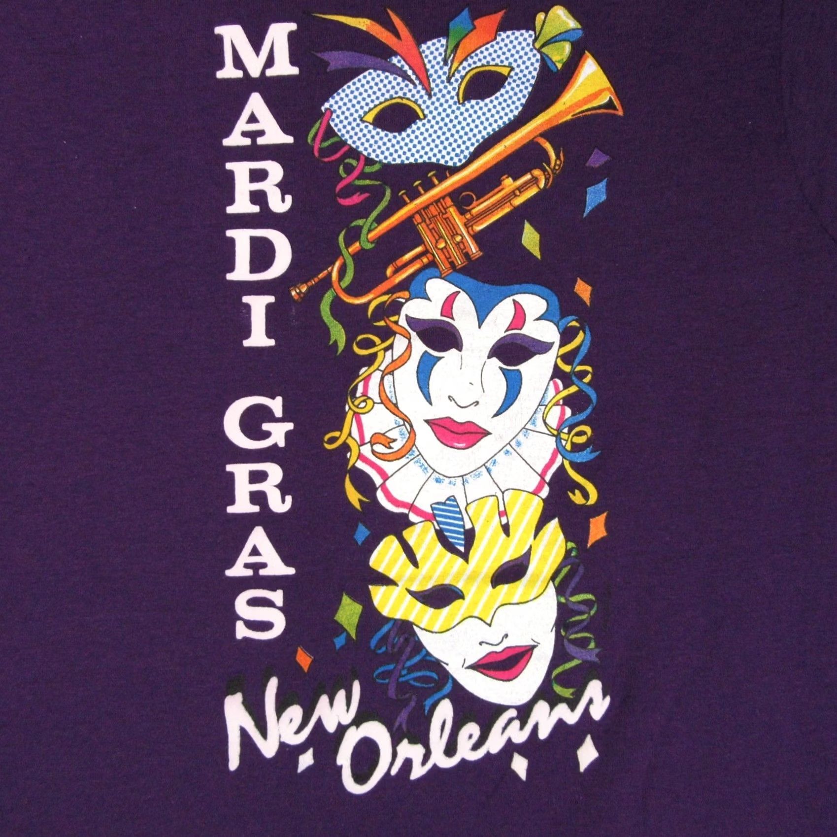 Vintage VINTAGE New Orleans Mardi Gras Paper Thin T-Shirt M/L Jazz Single Stitch Shirt Mens XS? Size US M / EU 48-50 / 2 - 5 Thumbnail