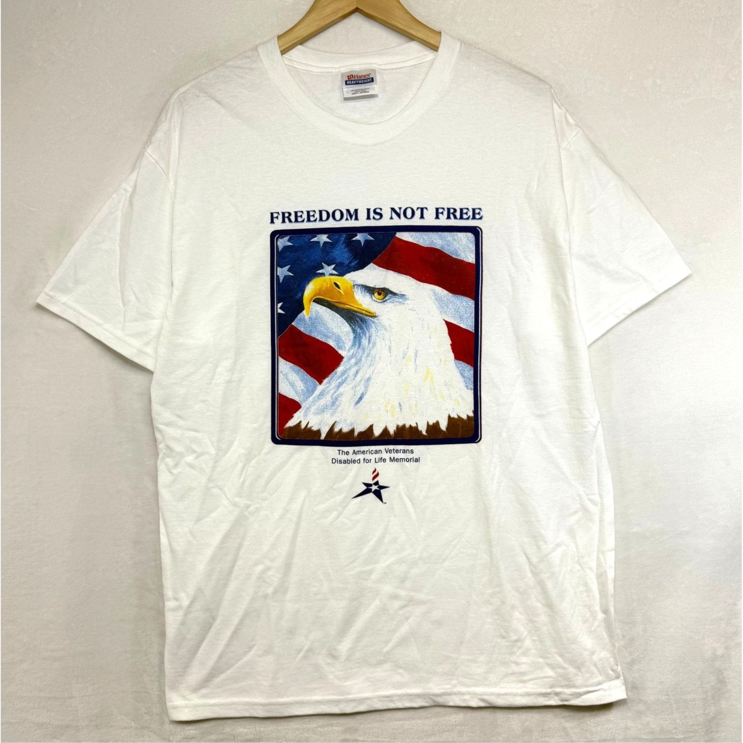 Hanes Hanes L Cotton Shirt Freedom Is Not Free Veterans USA Y2K Size US L / EU 52-54 / 3 - 1 Thumbnail
