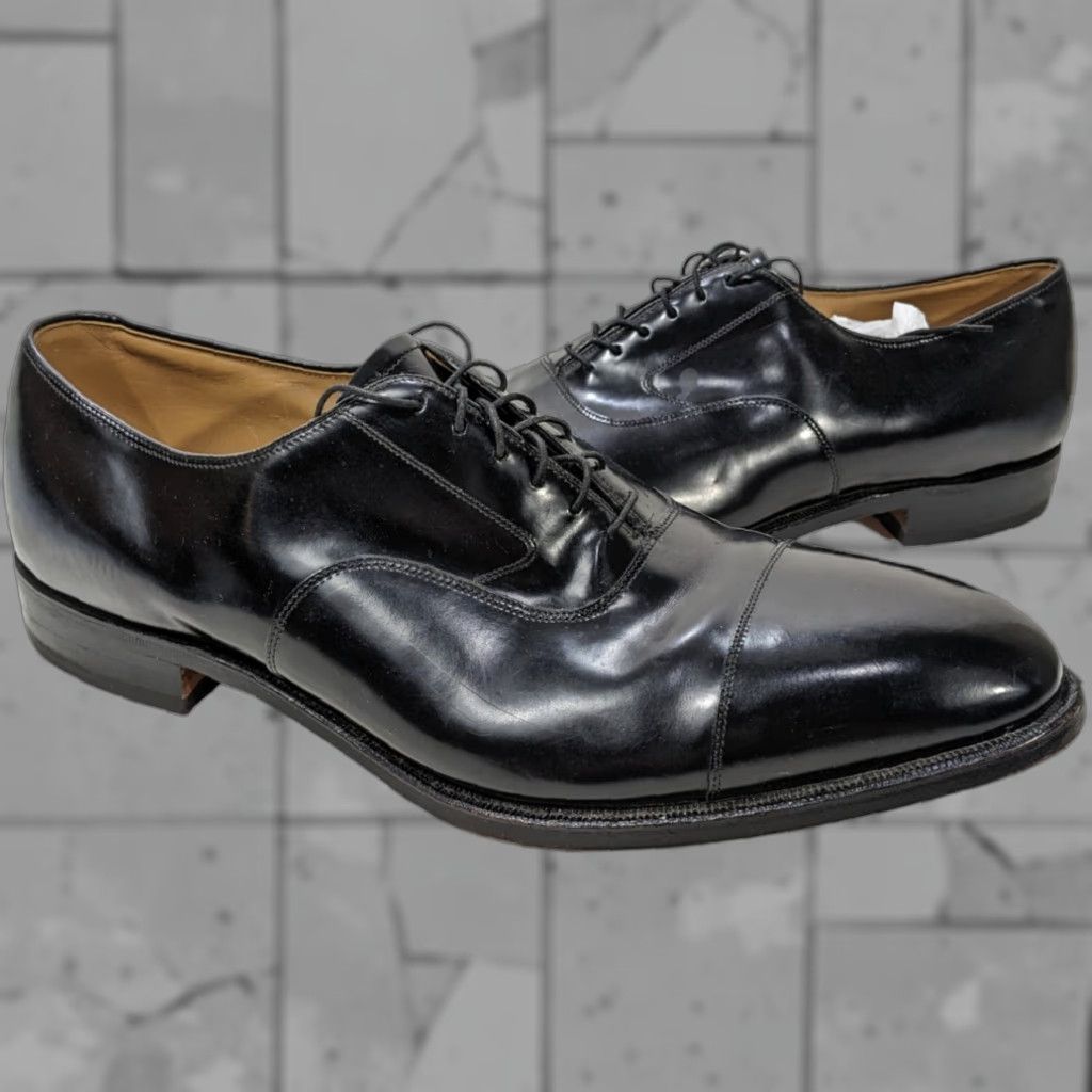 Johnston & Murphy Melton Cap Toe Dress Shoes Black Size 15 D/B Mens Leather Outsole Cap Toe