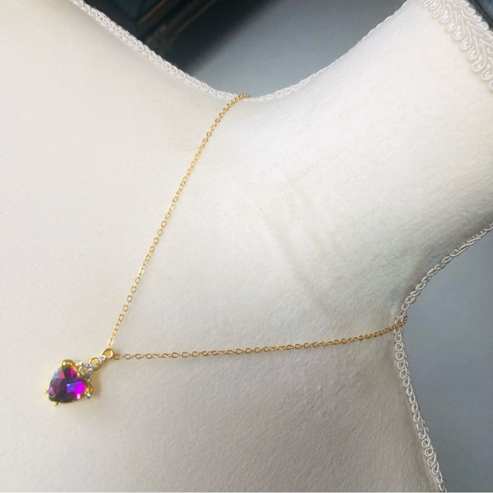Jewelry Ladies heart shape faceted rainbow crystal necklace Size ONE SIZE - 11 Thumbnail