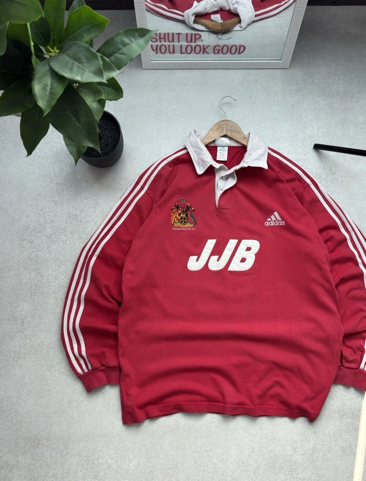 Adidas Vintage Wigan Athletic F.C Rugby Adidas JJB Polo Long Sleeve Size US XL / EU 56 / 4 - 2 Thumbnail
