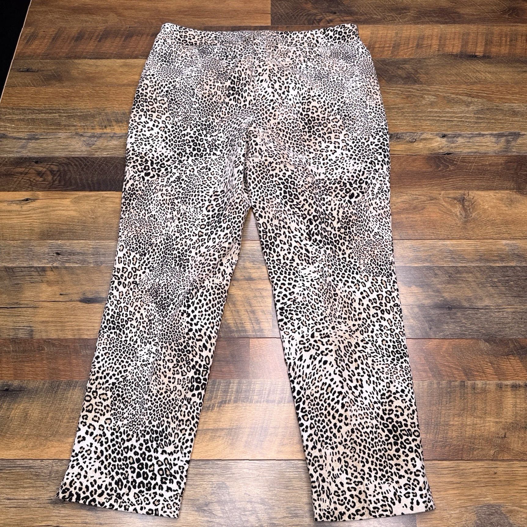 Vintage Chicos Pants Ankle Women 3R Leopard High Rise Stretch Brown Regular Inseam 27 Fall Spring Summer Winter City Straight High Rise Stretch Size 26" / US 2 / IT 38 - 3 Thumbnail
