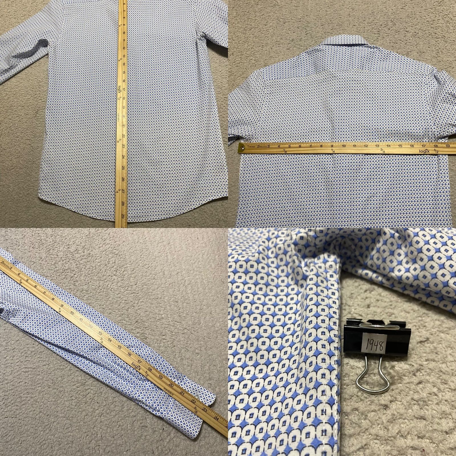 Lucky Brand Lucky Brand Mens Shirt Blue Geometric Long Sleeve Button Front Slim Fit M Size US M / EU 48-50 / 2 - 8 Thumbnail
